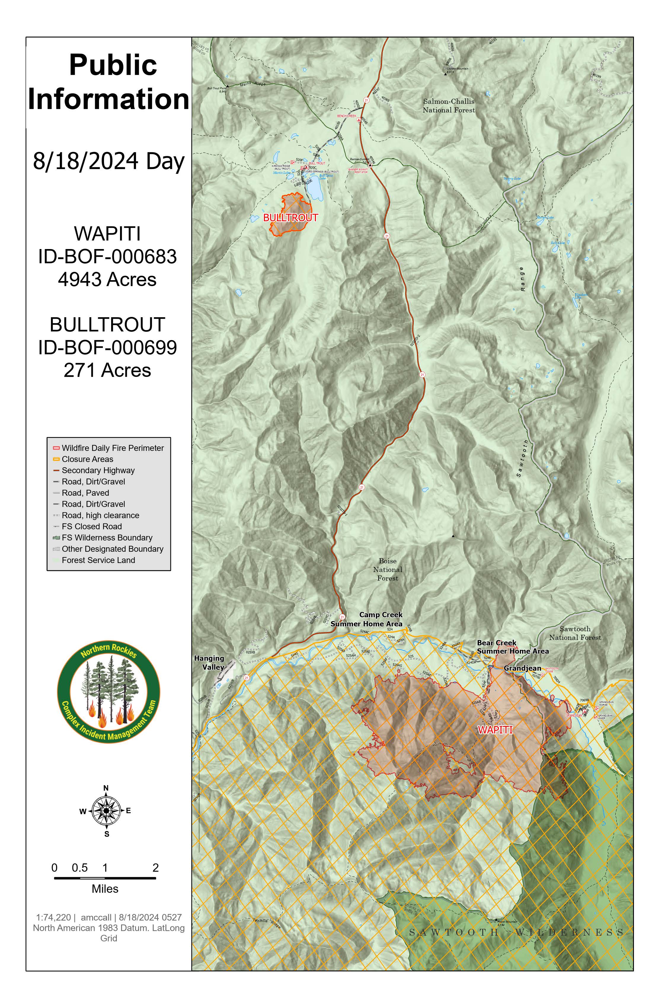 




Bull Trout Fire Map Sunday August 18, 2024



