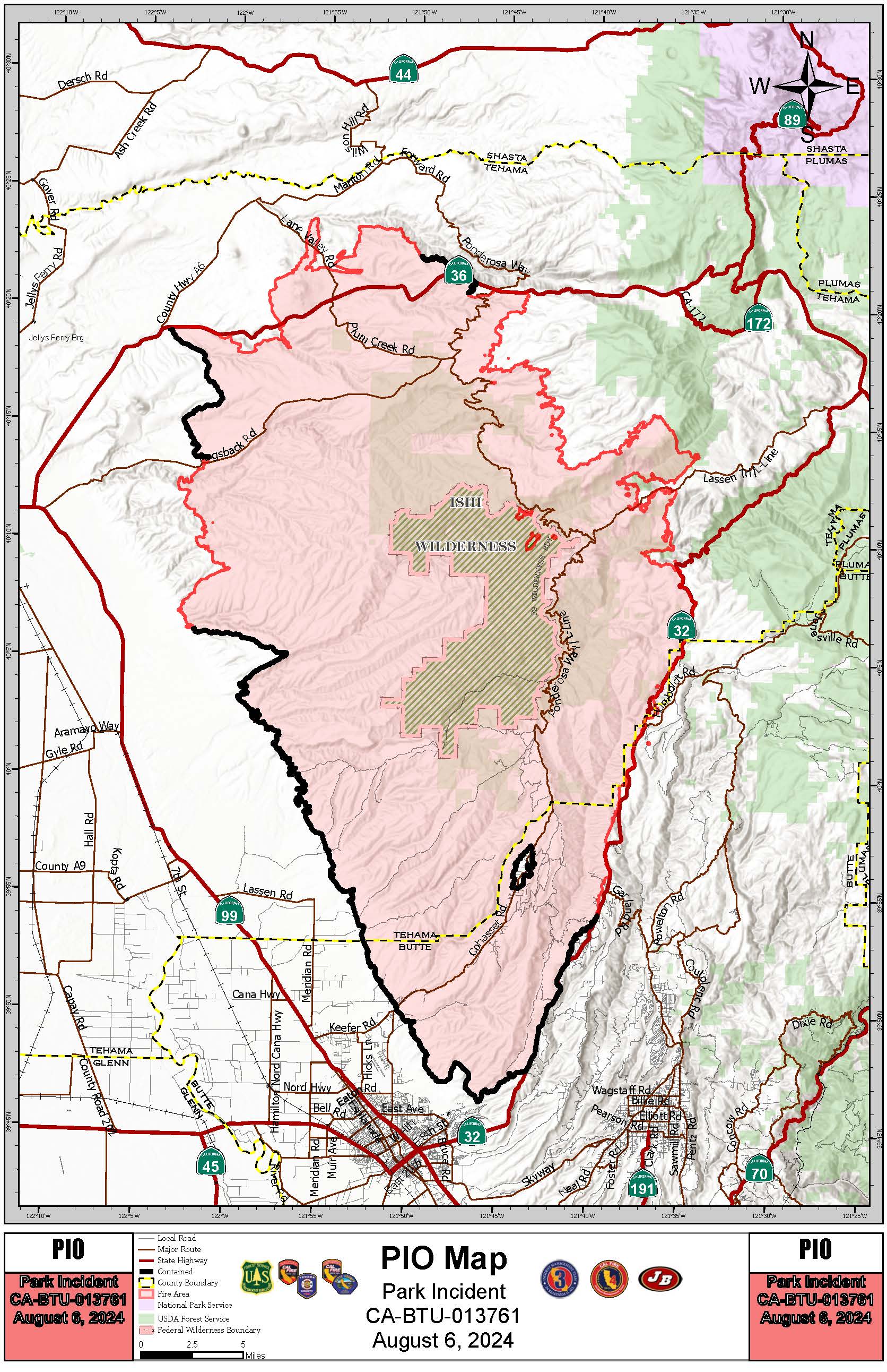 Park Fire: Public Information Map, 11x17, 08-06-2024