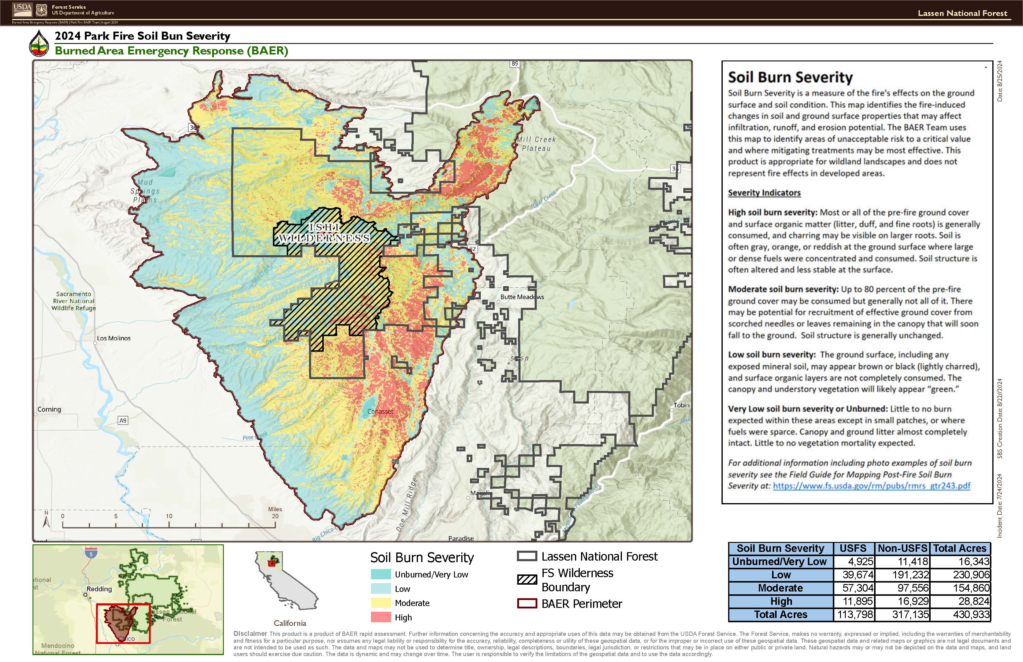 

						Park Post-Fire BAER Soil Burn Severity Map
			