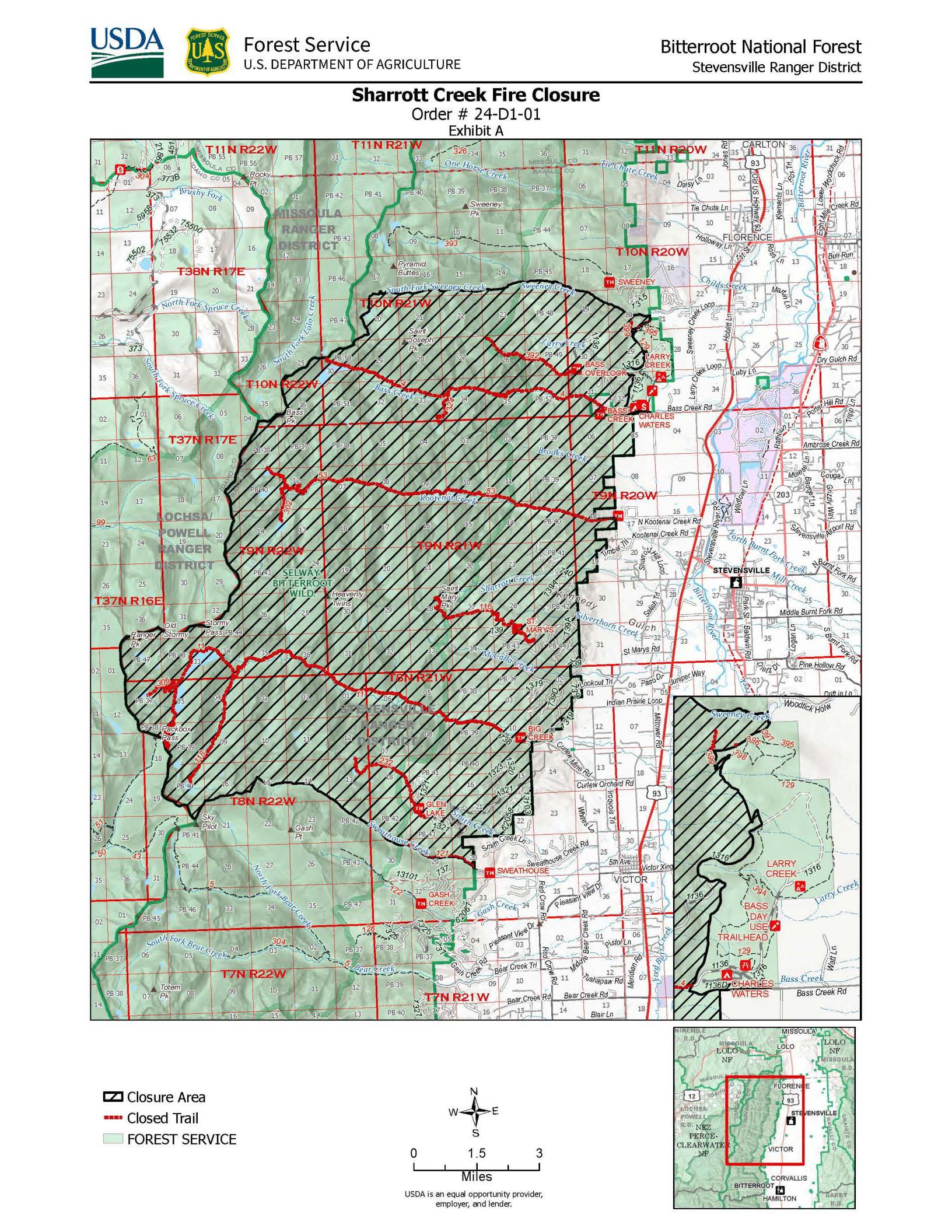 

						Sharrott Creek Fire Closure Order Map 30 August 2024
			