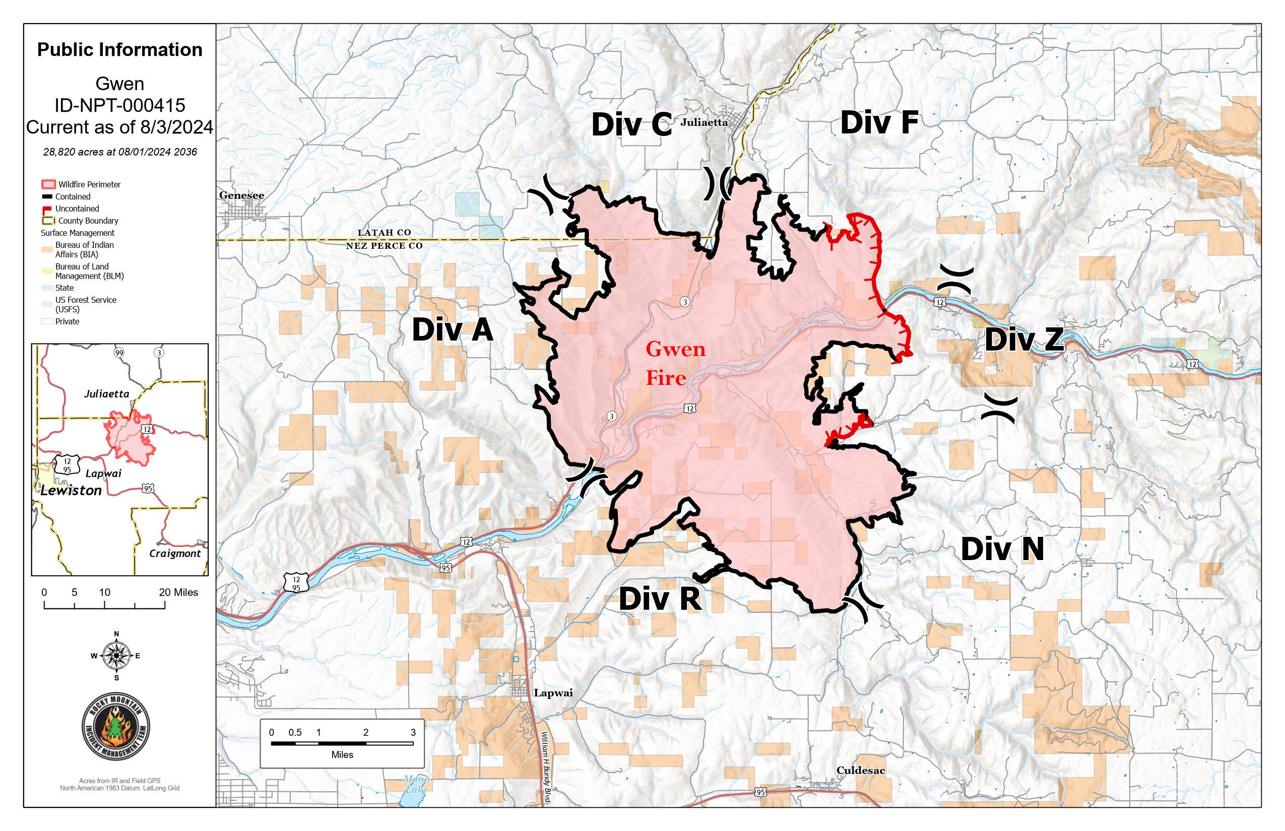 

						Gwen Fire Perimeter Map- August 3, 2024
			