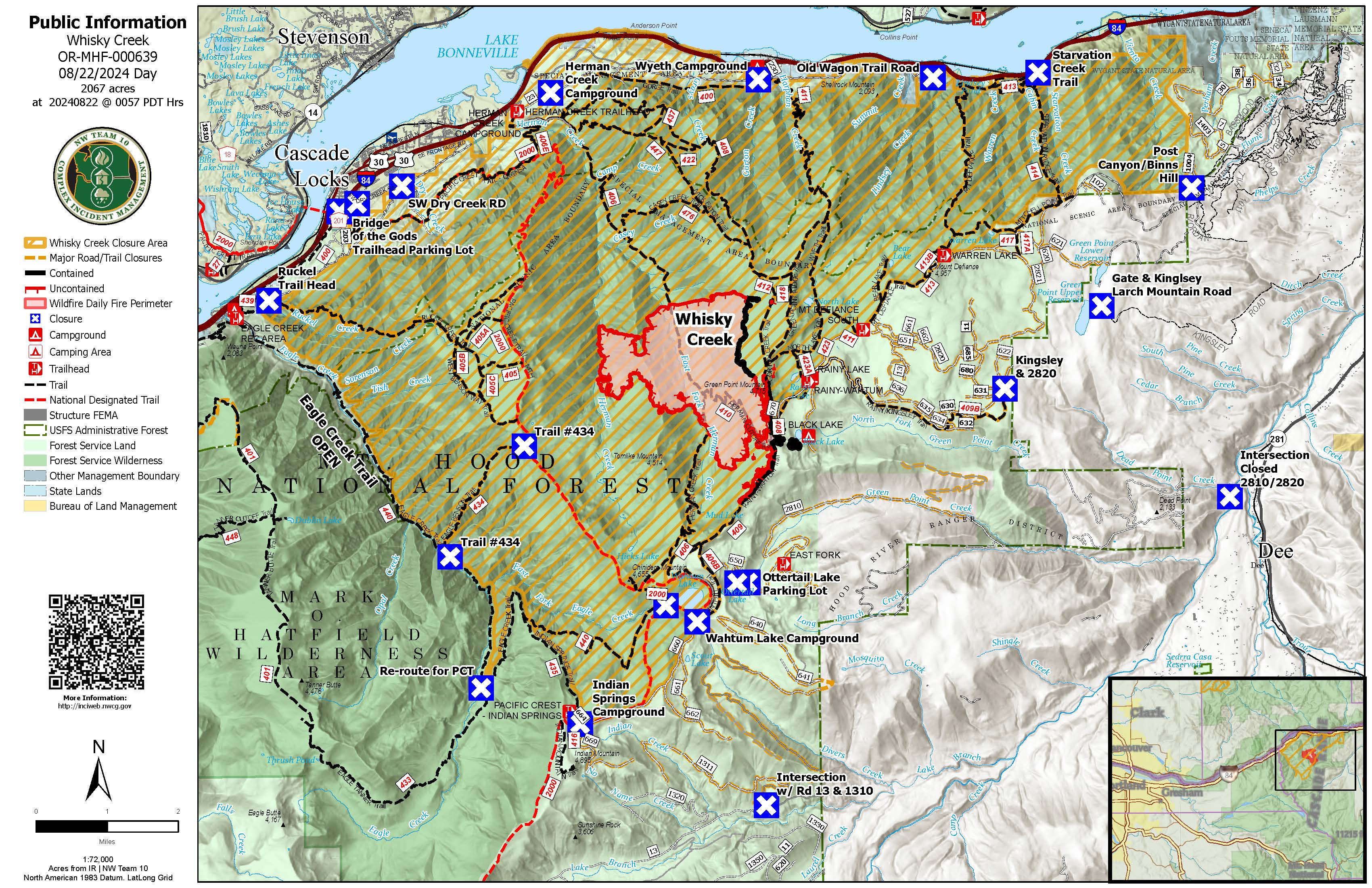 Whisky Creek Fire Public Information Map August 23 