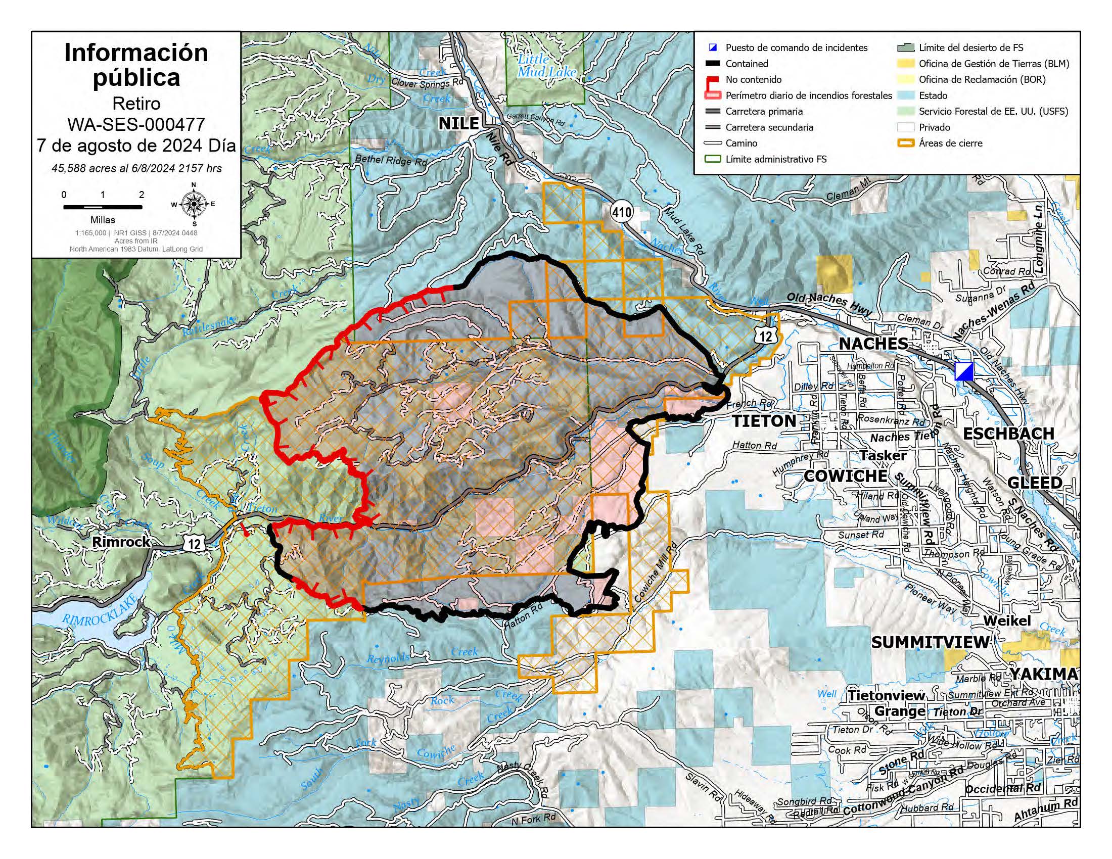 Actualización diaria del incendio Retreat 7 de agosto 08-07-2024