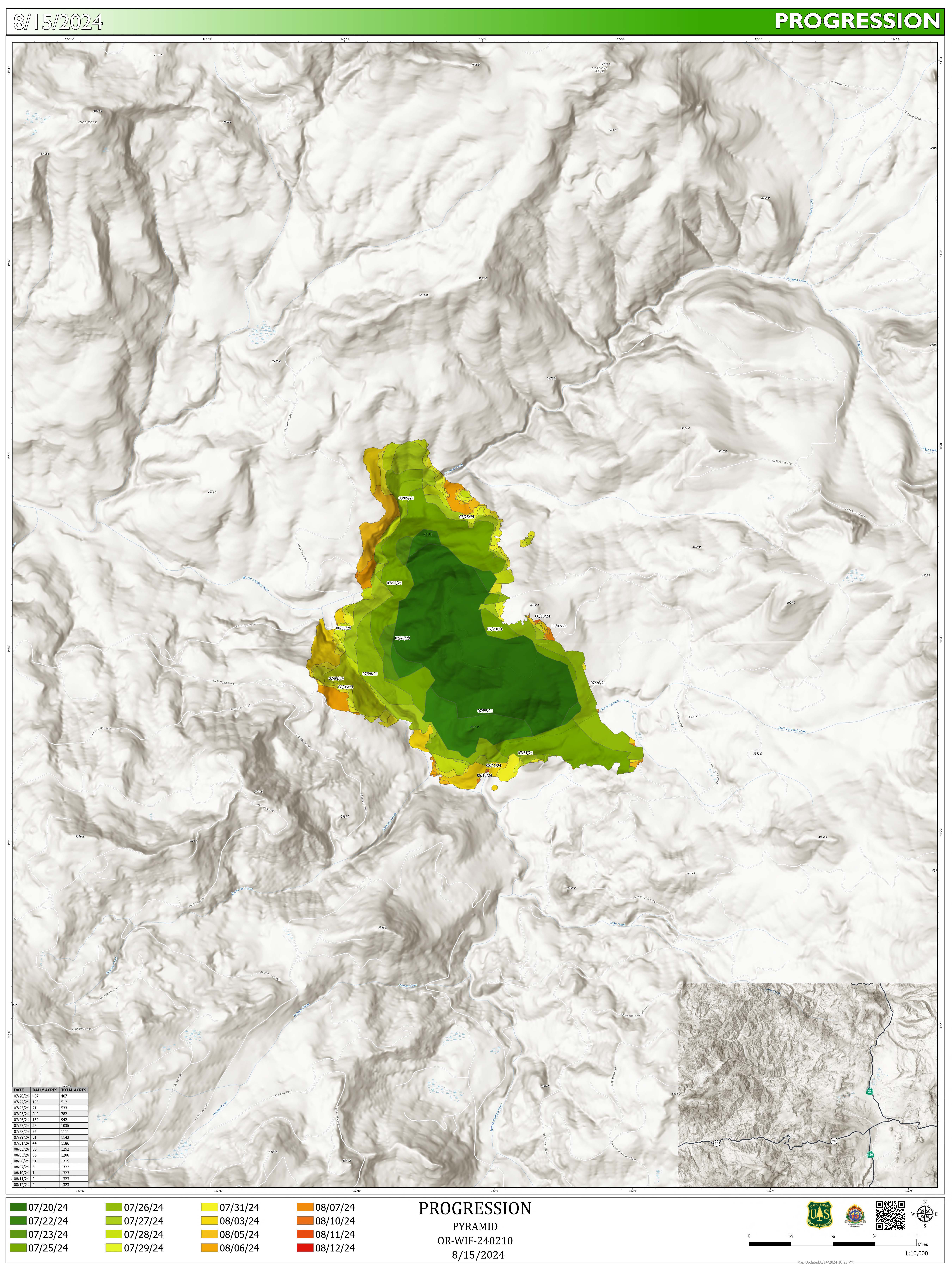 Willamette Complex North - Pyramid Fire Public Progression Map August 15, 2024 