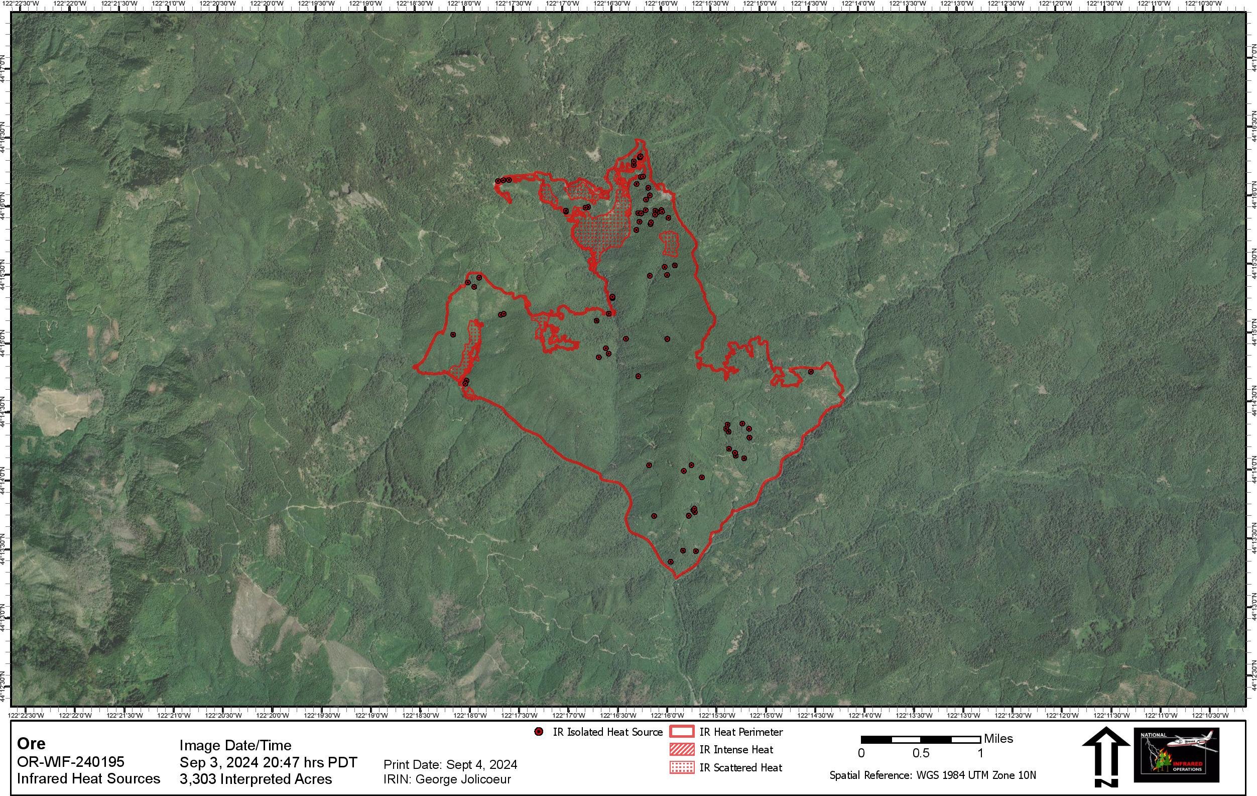 Willamette Complex North - Ore Fire IR map, September 4, 2024.