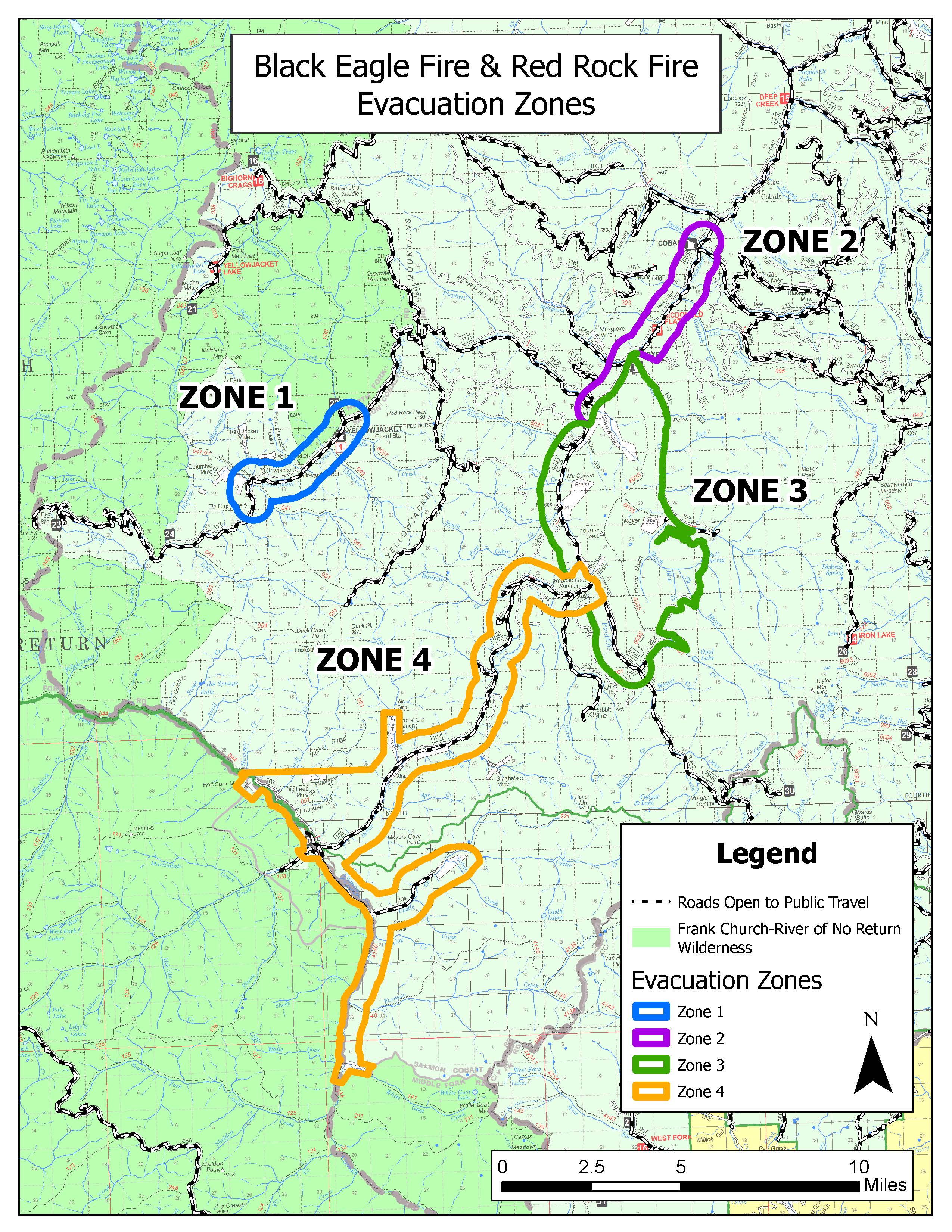 

						Black Eagle and Red Rock Fire Evacuation Zones
			