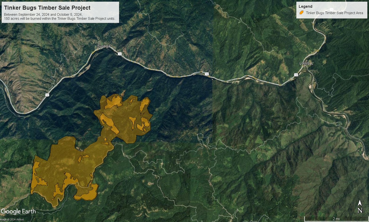 

						Tinker Bug Timber Sale Project Area Map
			