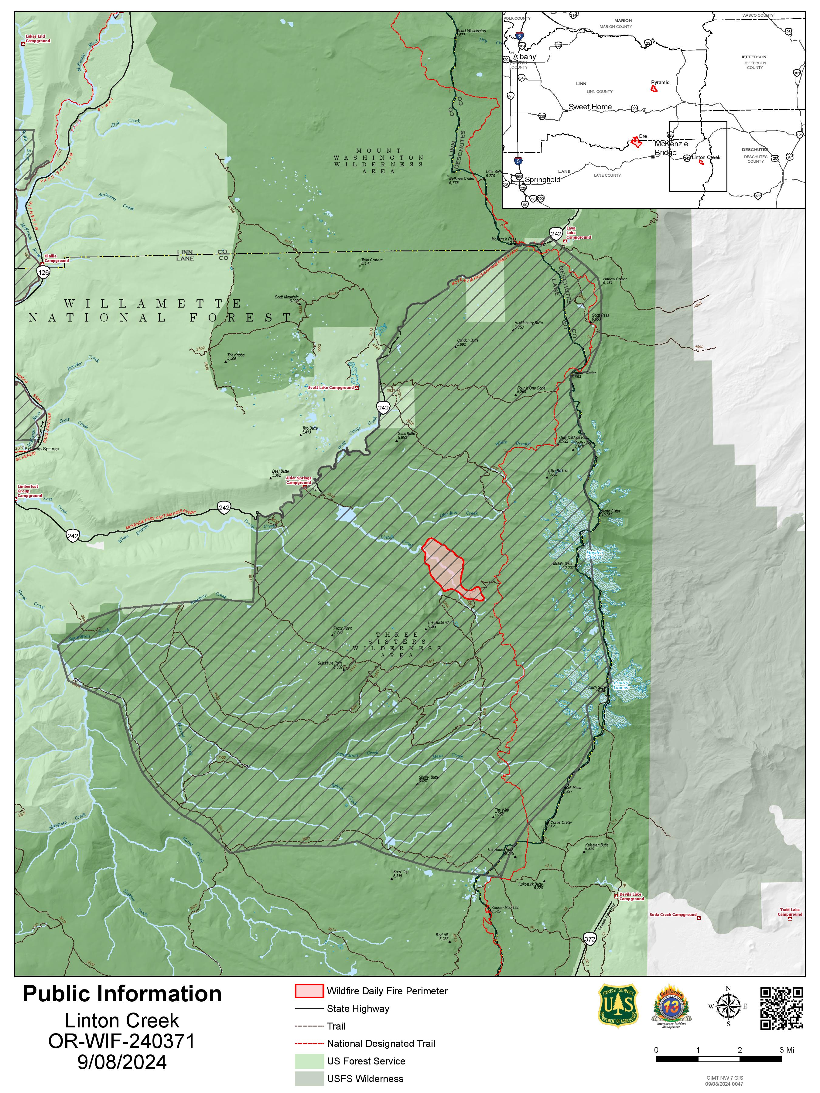 Willamette Complex North - Linton Creek Fire, September 8, 2024.
