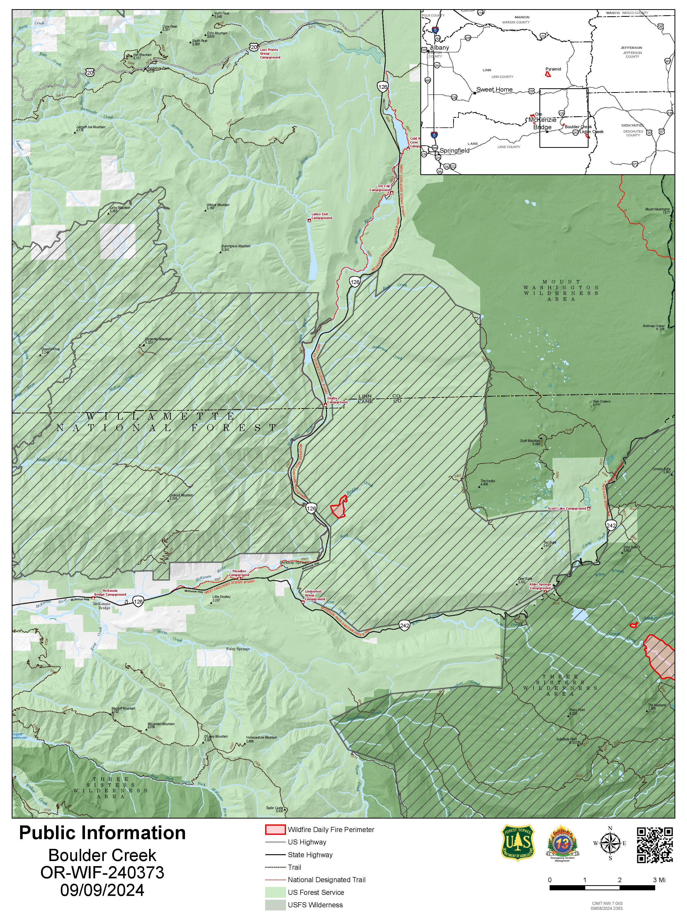 Willamette Complex North - Boulder Creek Public Information Map, September 9, 2024.