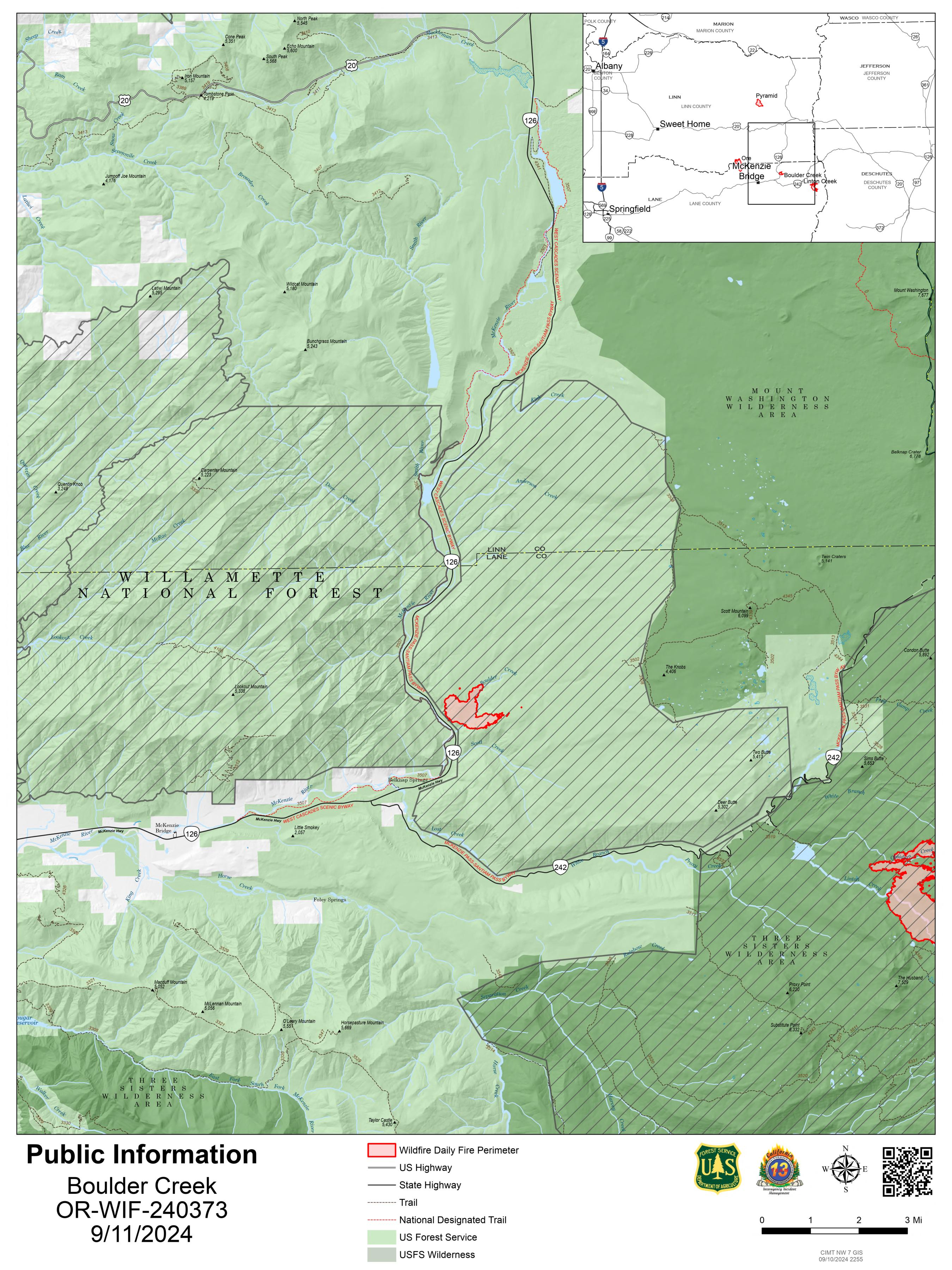 Willamette Complex North - Boulder Creek Public Information Map.