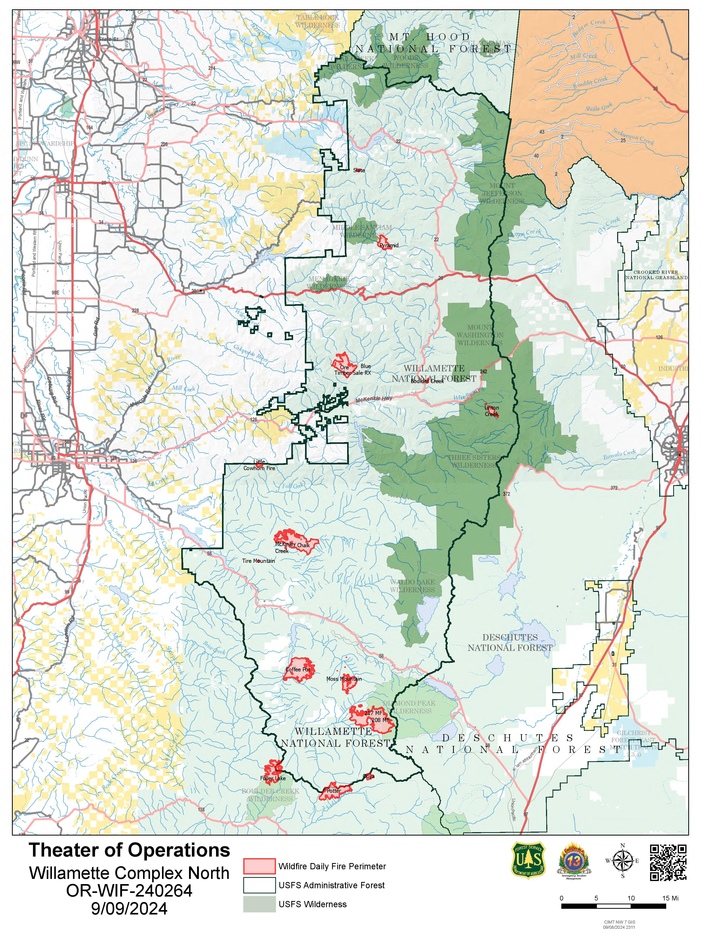 Willamette Complex North - All Fires - Public Information Map.