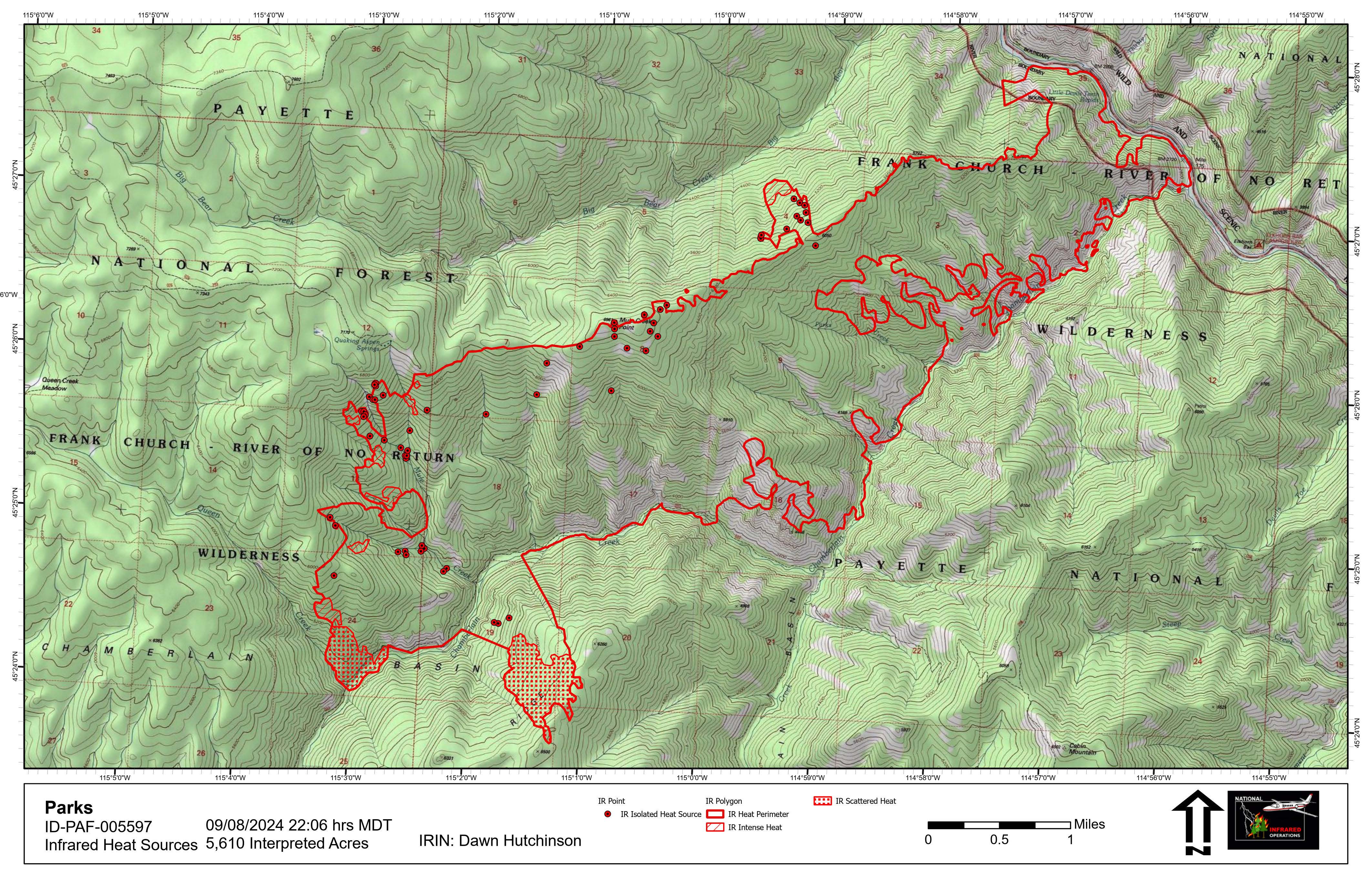 

						Park Fire Map, evening of October 8, 2024
			