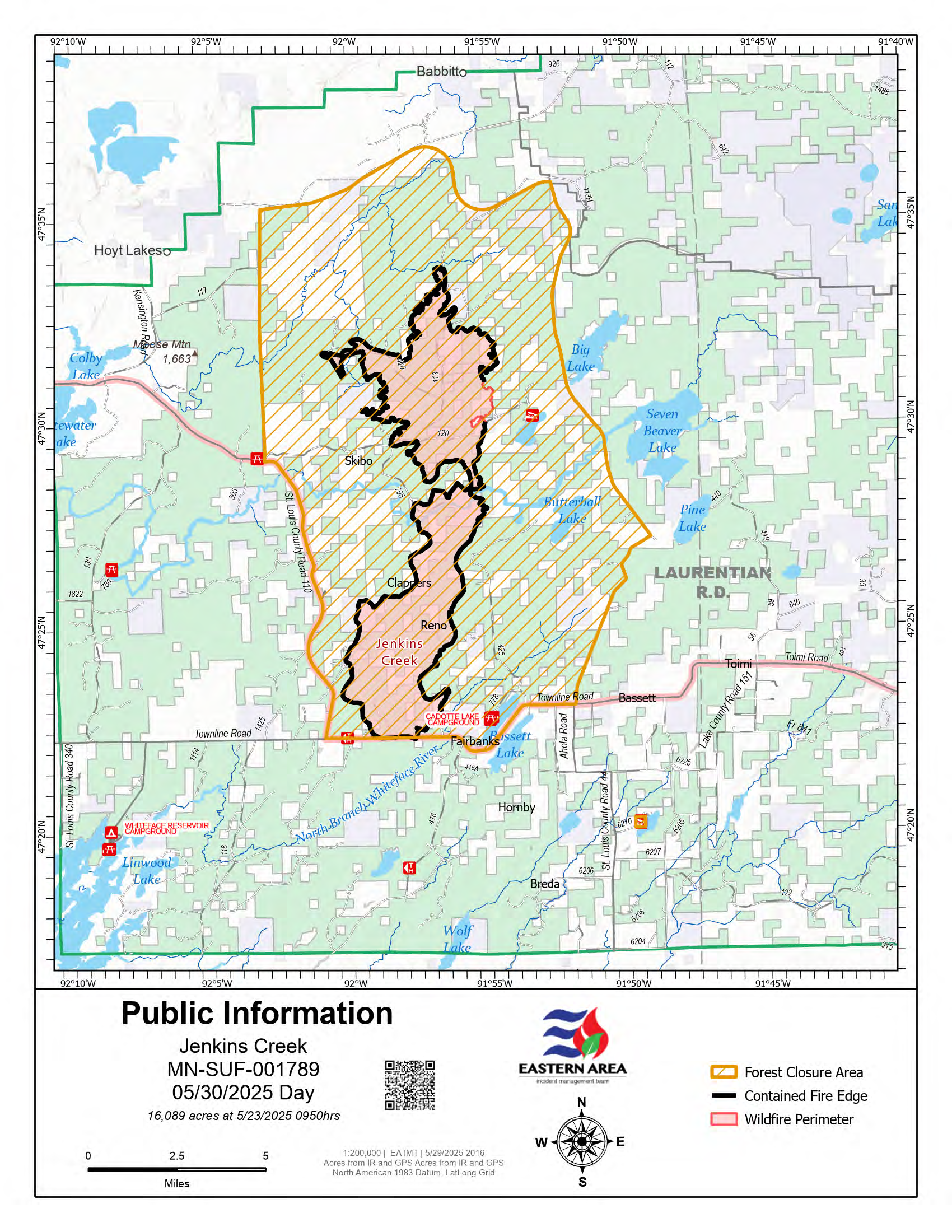 Jenkins Creek Fire Public Information Map - May 30, 2025