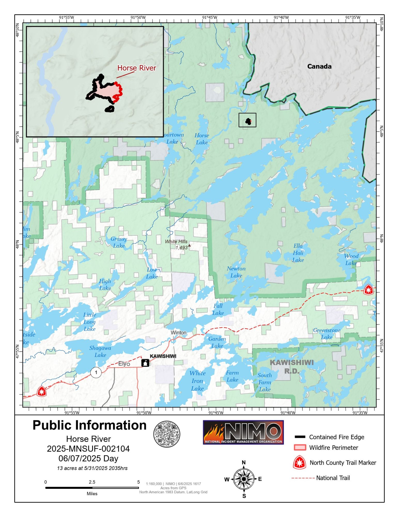 Horse River Fire Information Map- June 7, 2025