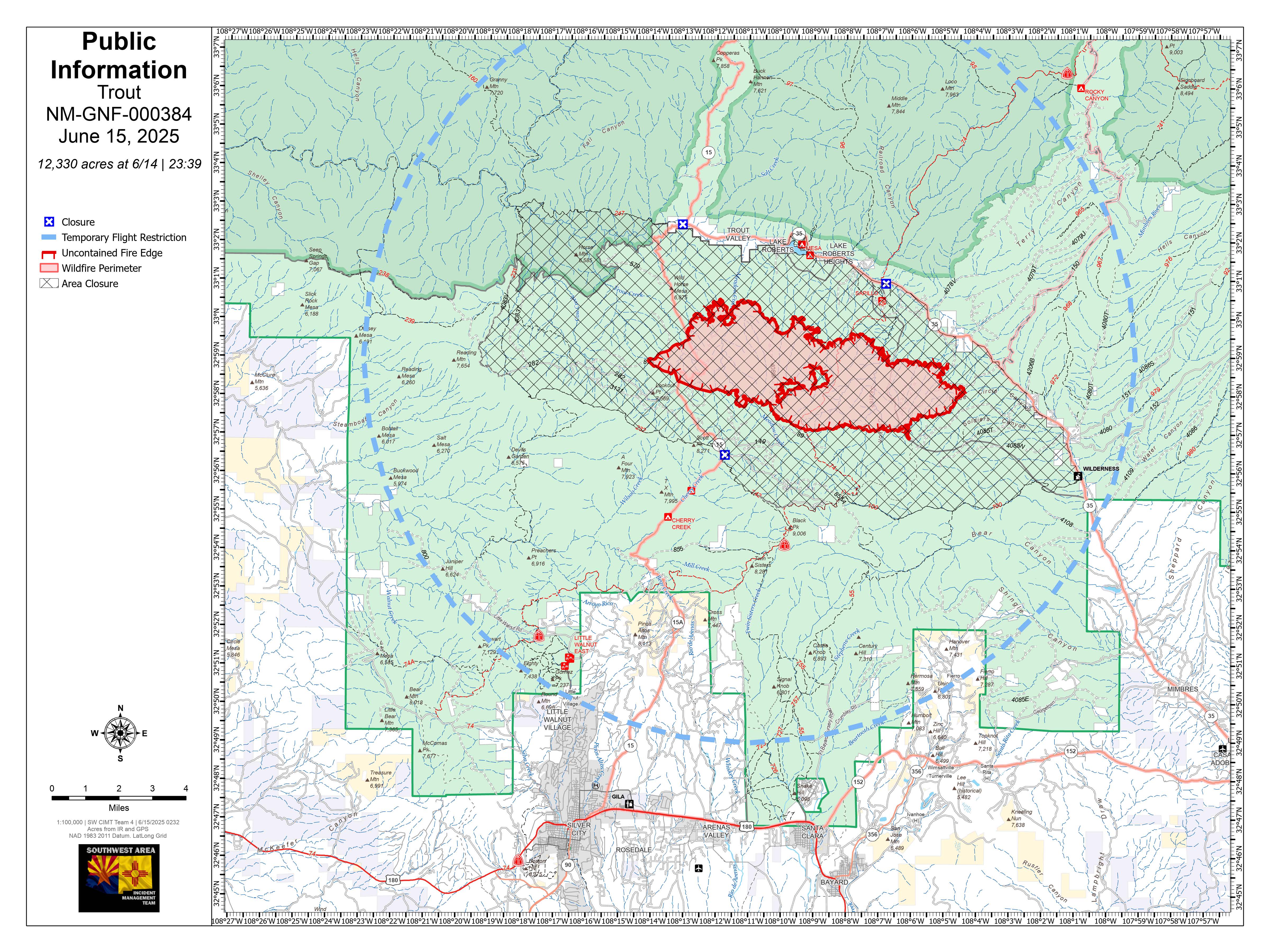 

						Trout Fire Public Information Map for June 15, 2025
			
