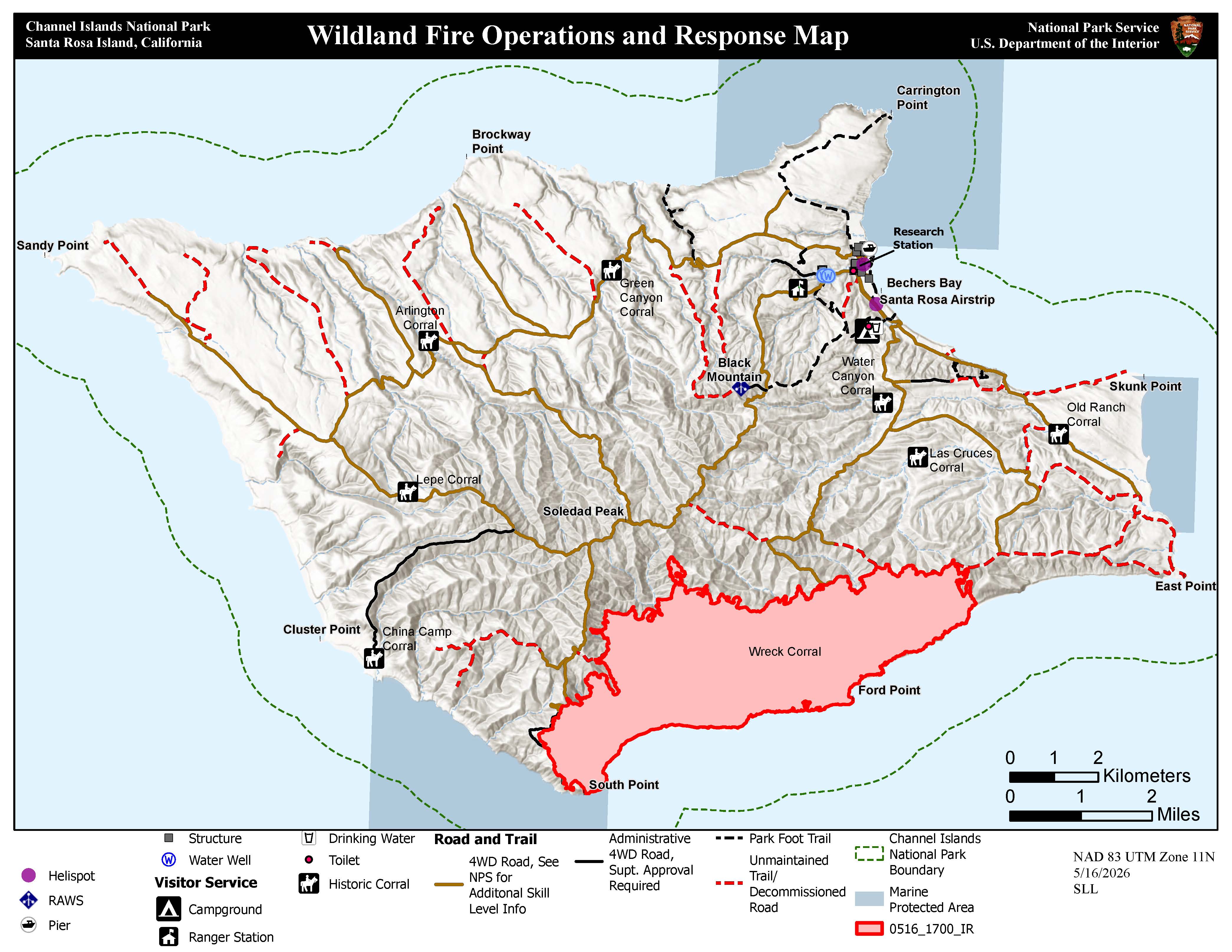  Santa Rosa Island Fire Map - 5-16-26 