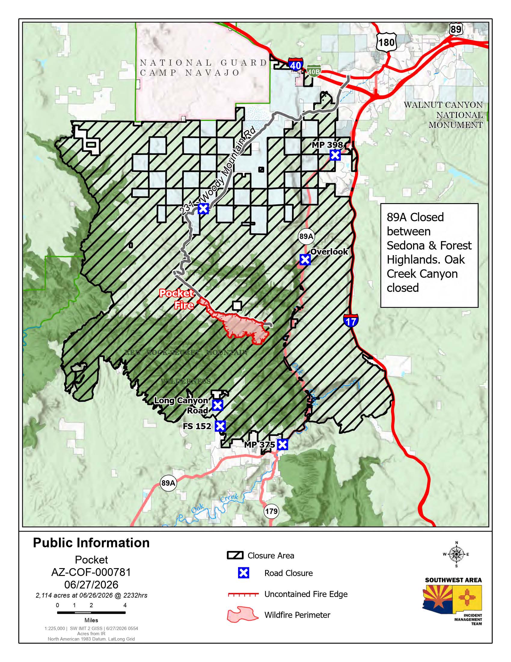 Pocket Fire Public Information Map June 27, 2026
