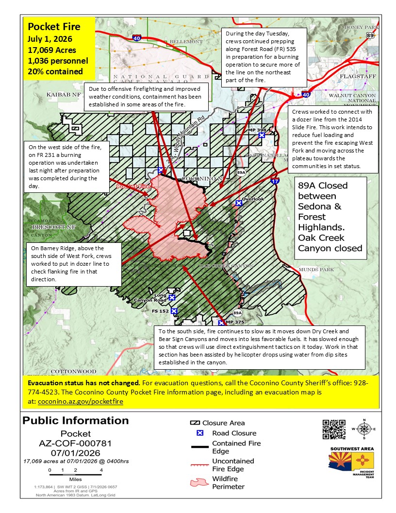 Pocket Fire Activity Map July 1, 2026