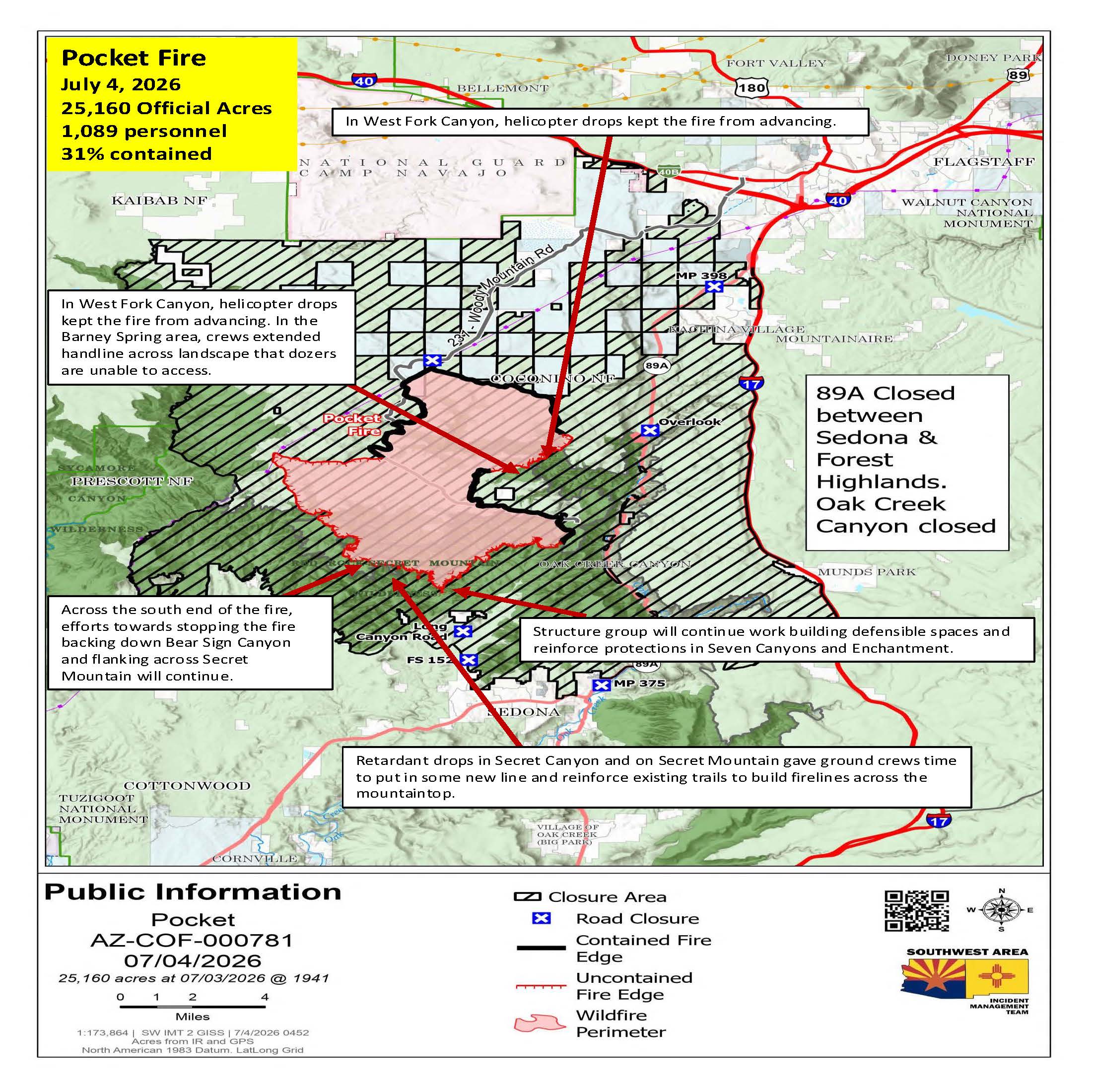 Pocket Fire Activity Map July 4, 2026