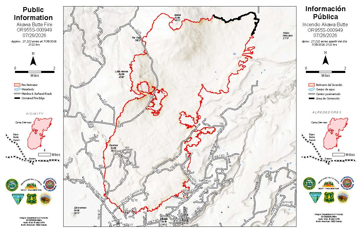 Akawa Butte Fire Incident Map July 26