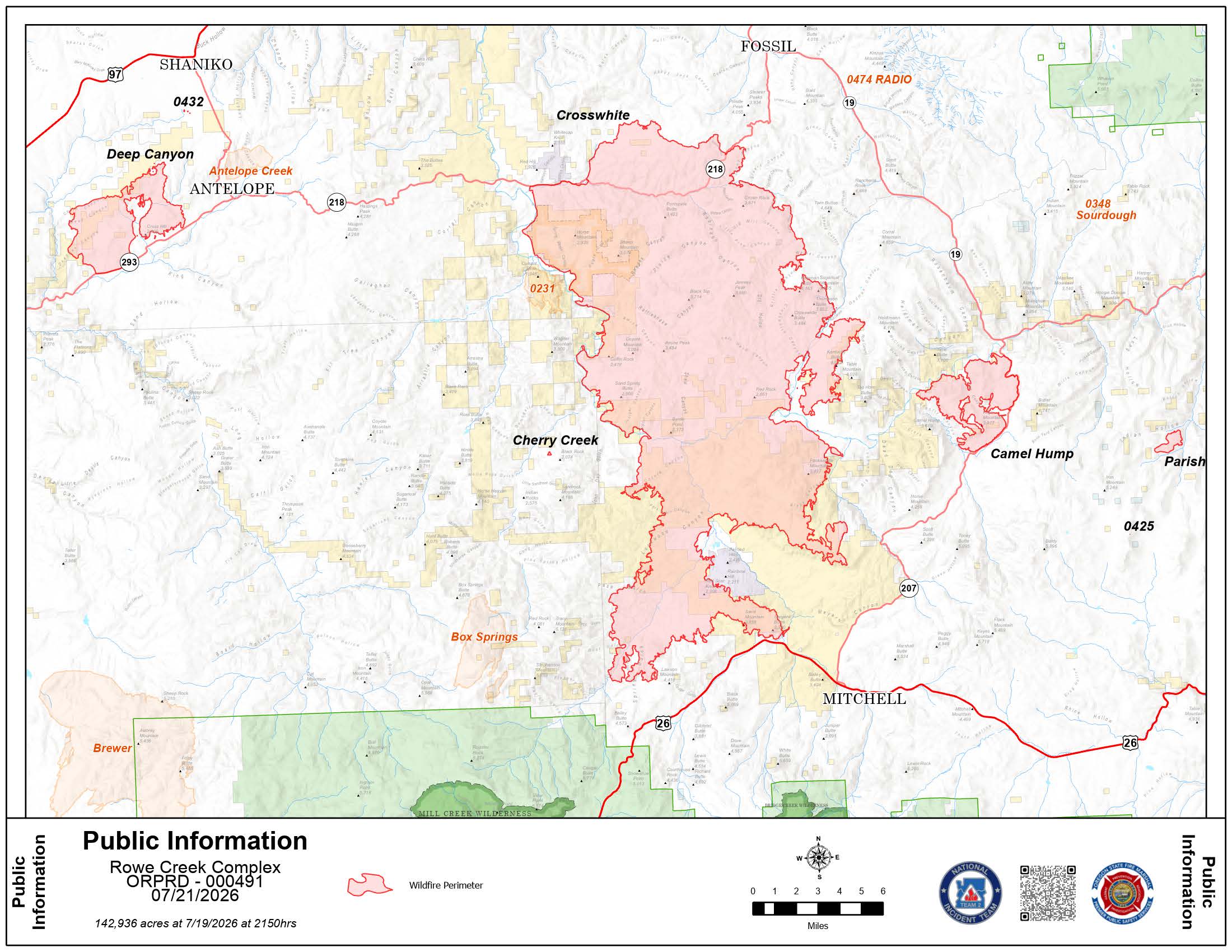 Rowe Creek Fire Incident Map July 21