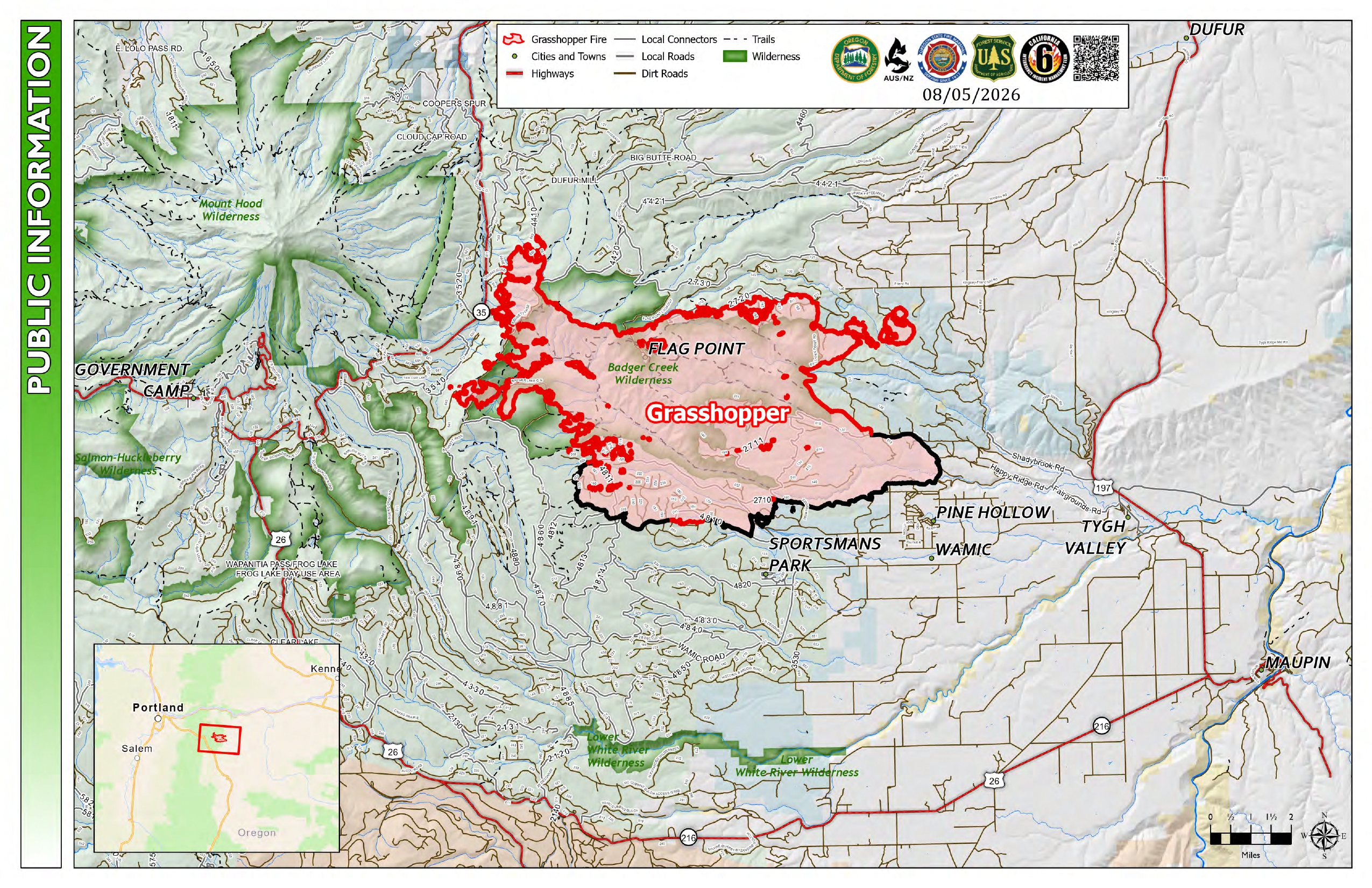 Grasshopper Fire Incident Map August 5