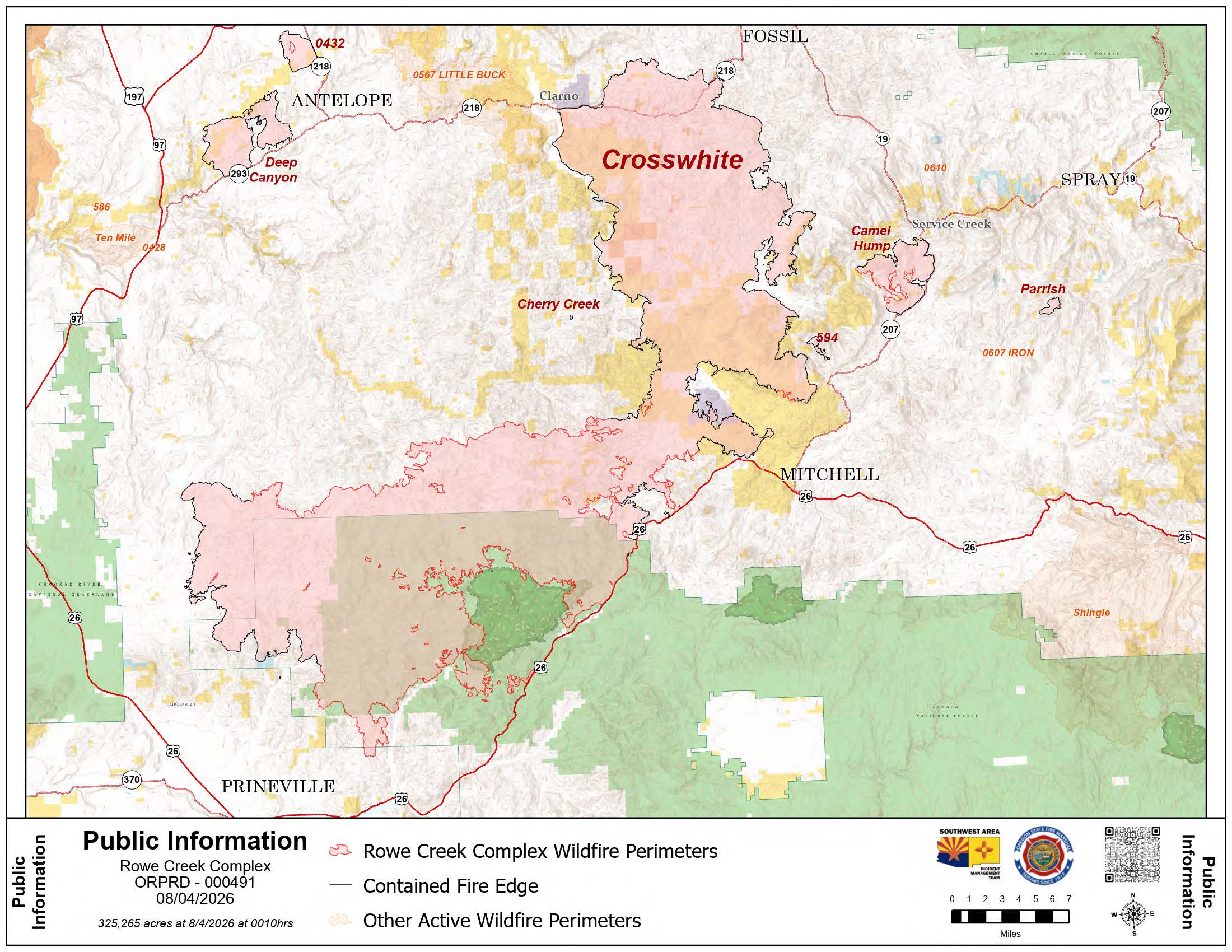 Rowe Creek Fire Incident Map August 4