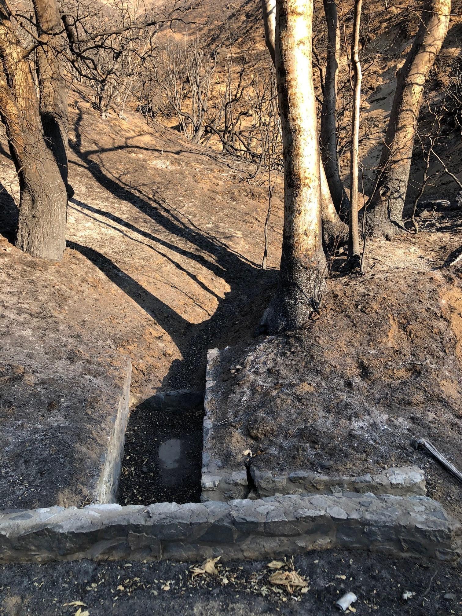 Photo Showing CCC Drainage Feature at Risk of Erosion in Lake Burn Area