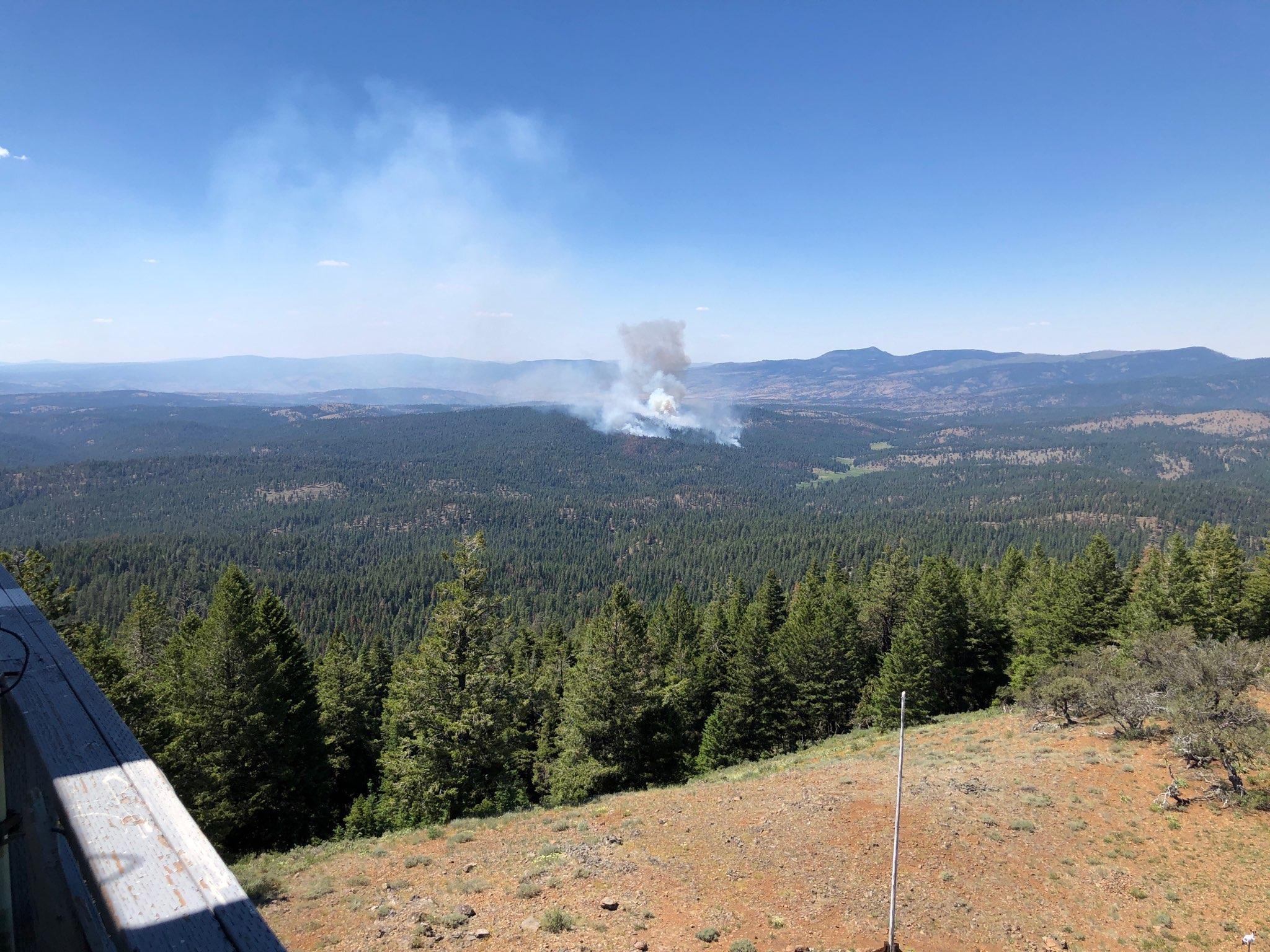 Image of the smoke from Murderers Creek 6 Prescribed Fire Operation Unit. Taken from Flagtail Lookout.