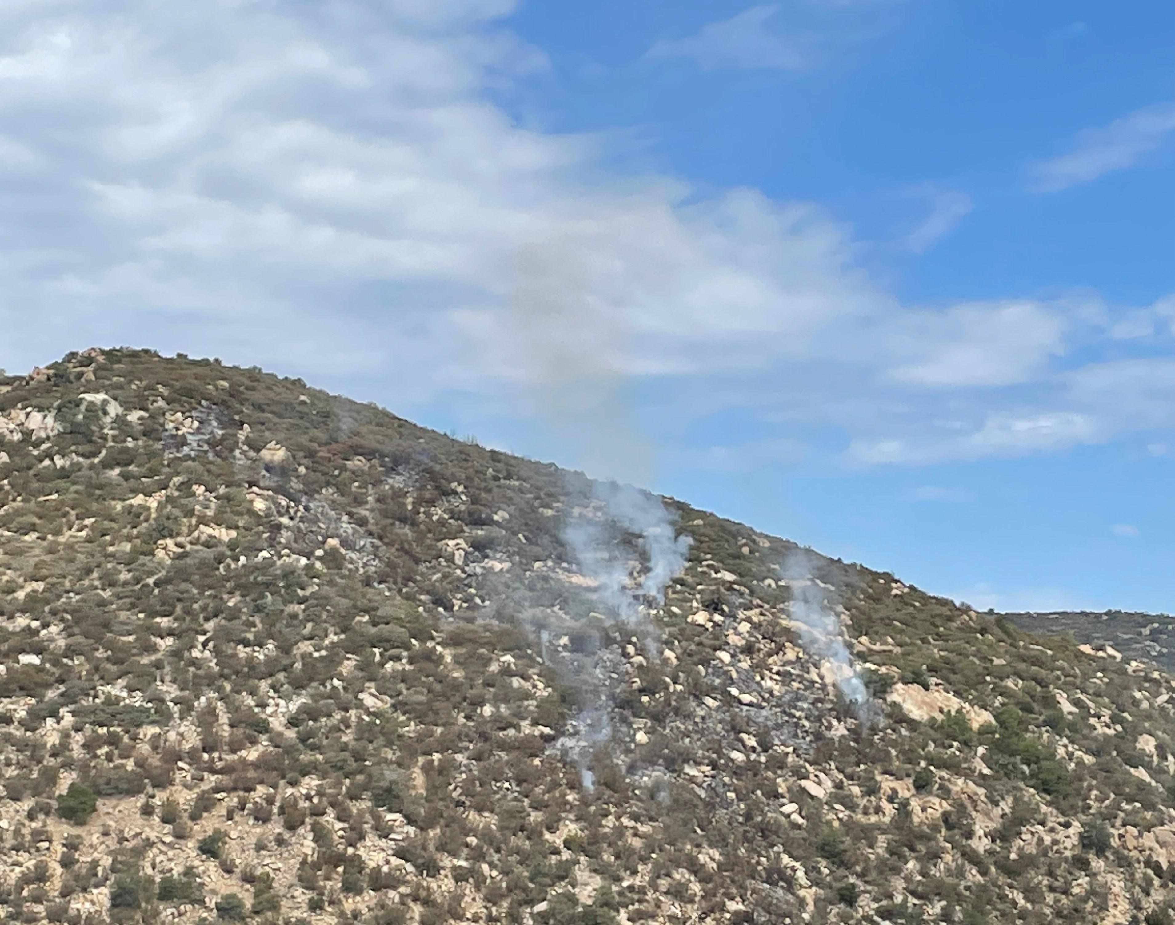 View of Tiger Fire from recon flight mostly smoke