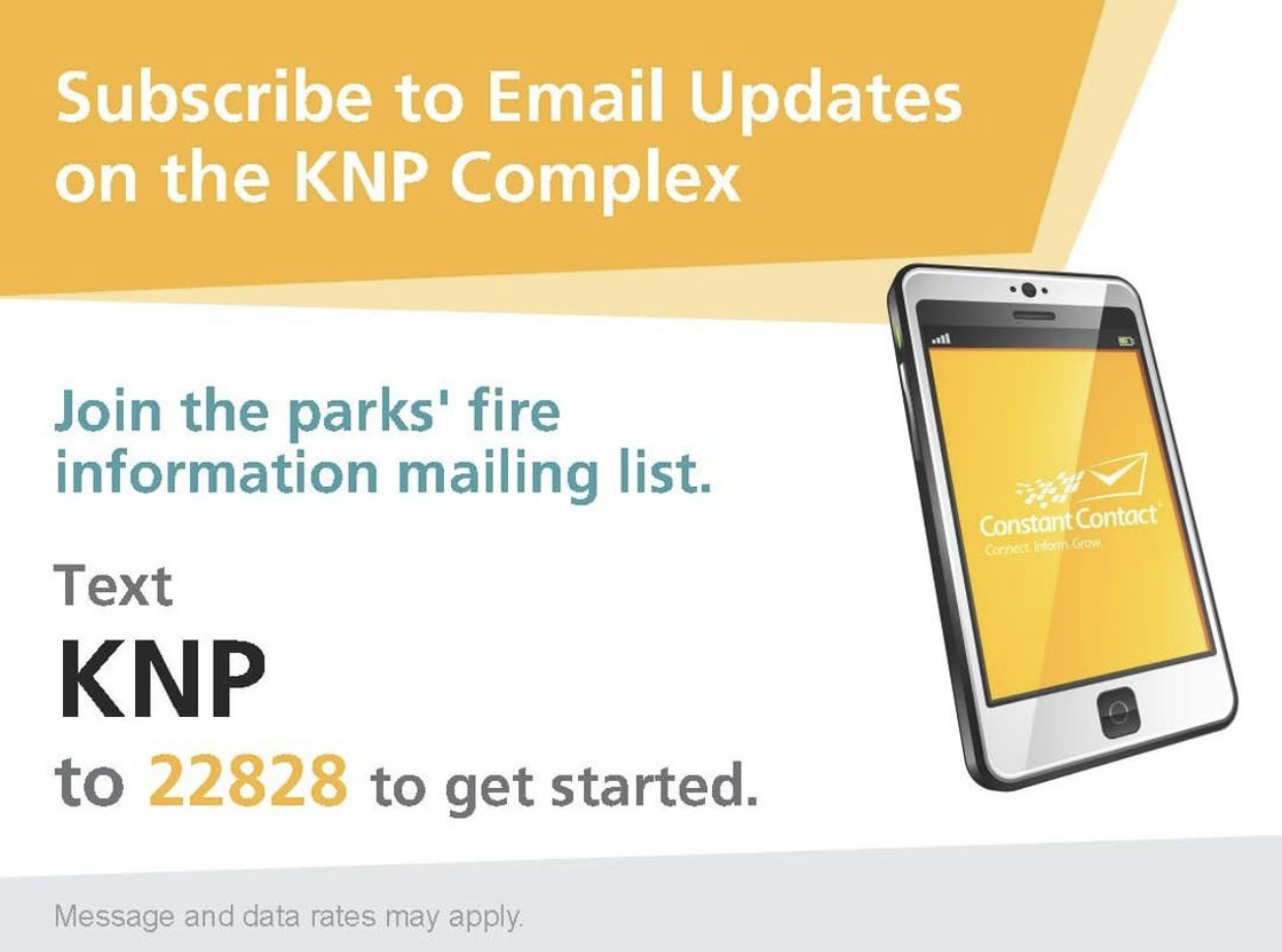 A picture of a flier on how to sign up for regular email updates regarding fire information