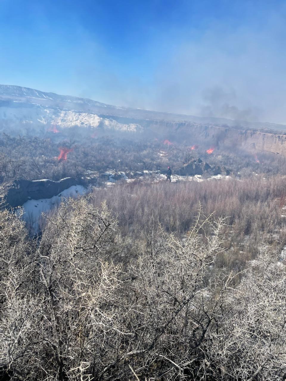 Piles burning on Dry Creek Basin Unit 3/11/2022
