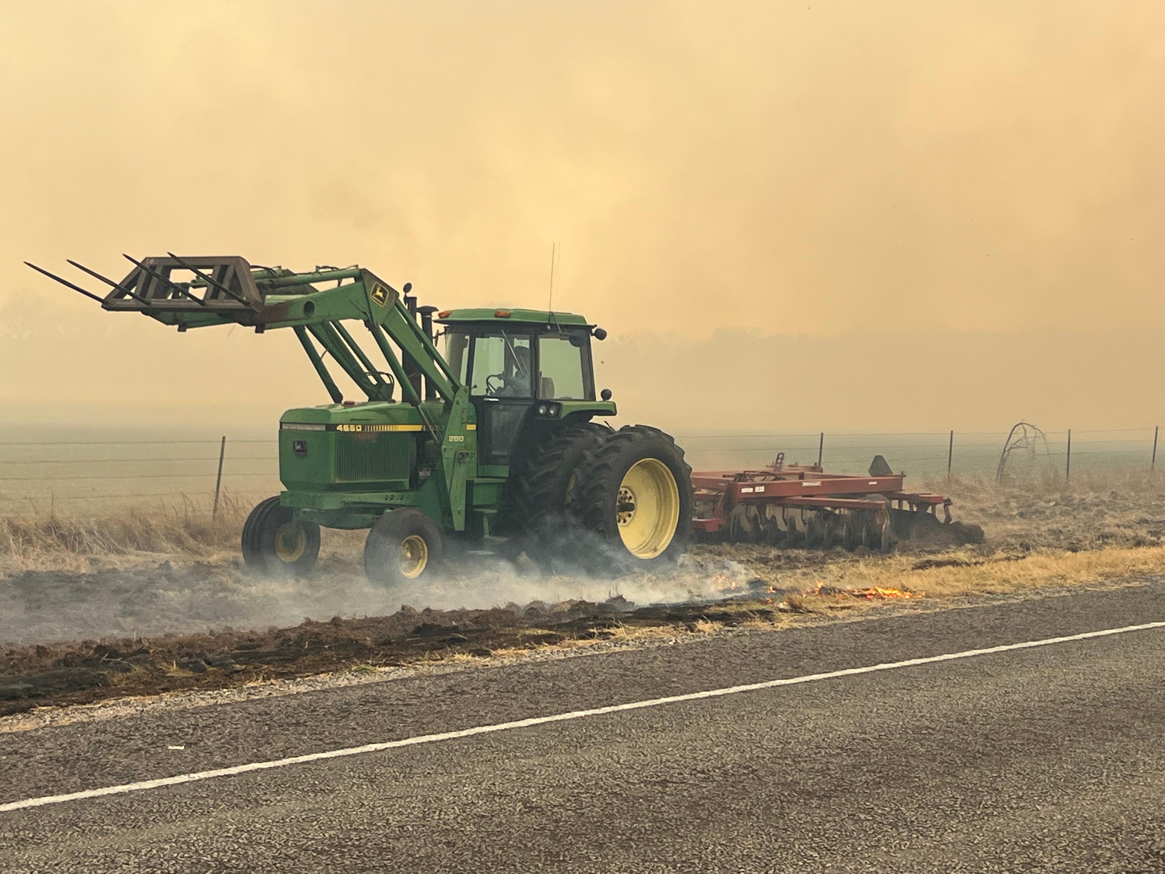 Private equipment assists on the Wheat Field Fire on March 17, 2022