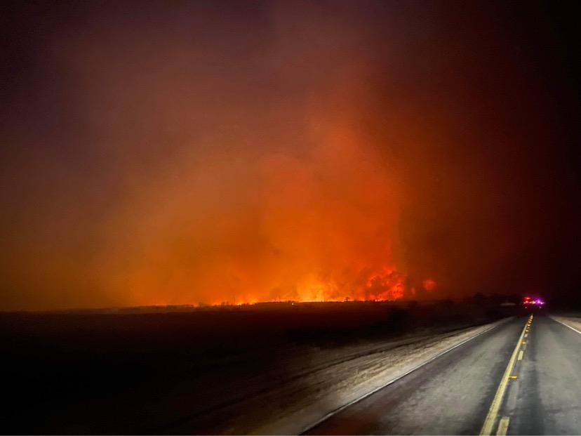 Fire burning near Carbon, Texas on March 17, 2022