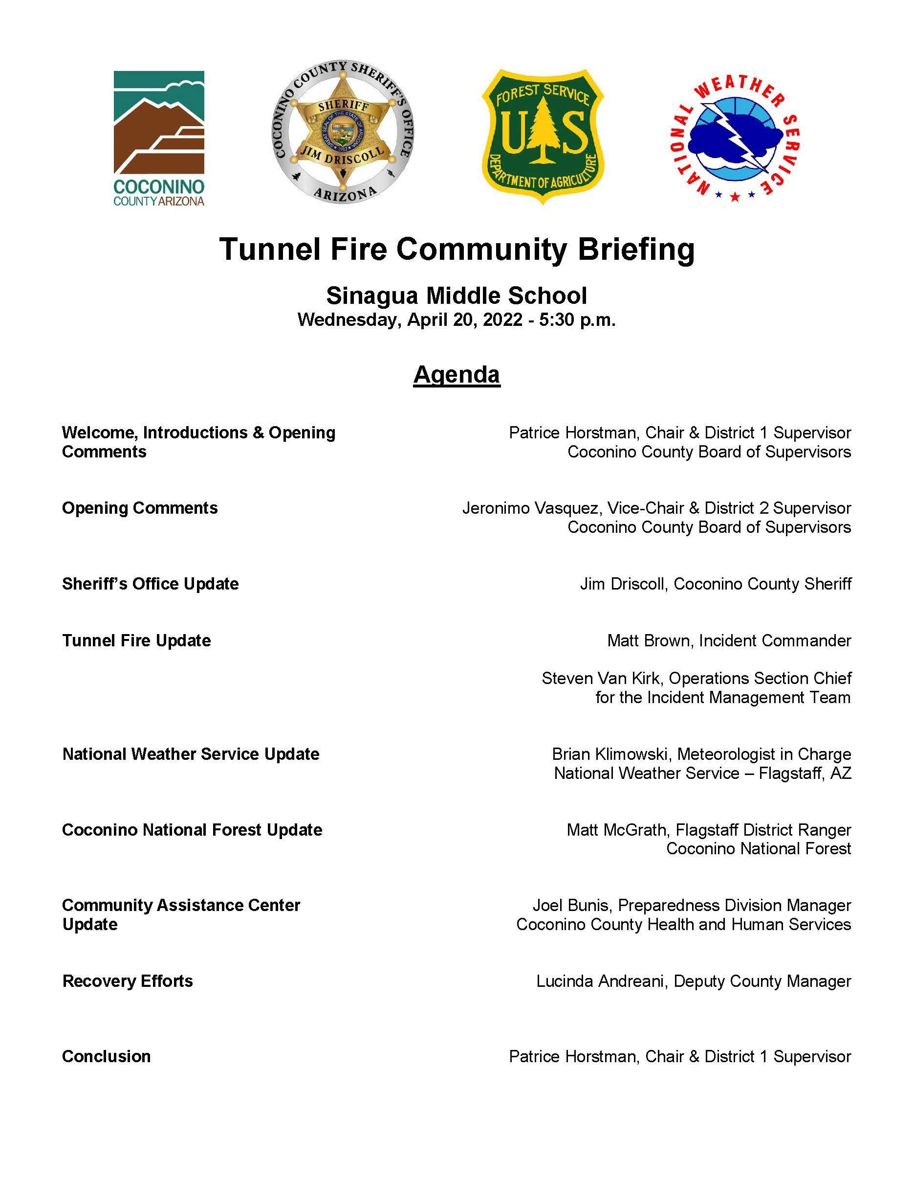 Tunnel Fire Community Meeting Agenda 4-20-22