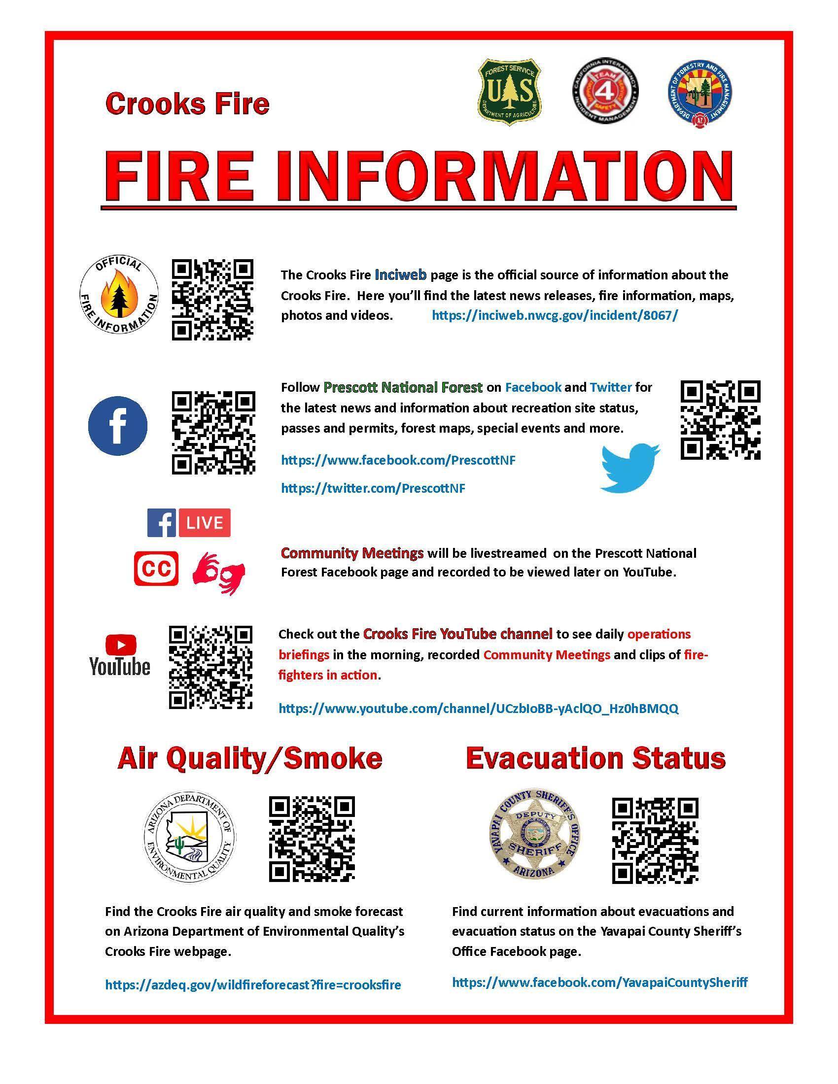 QR codes to connect to various information sources about the fire