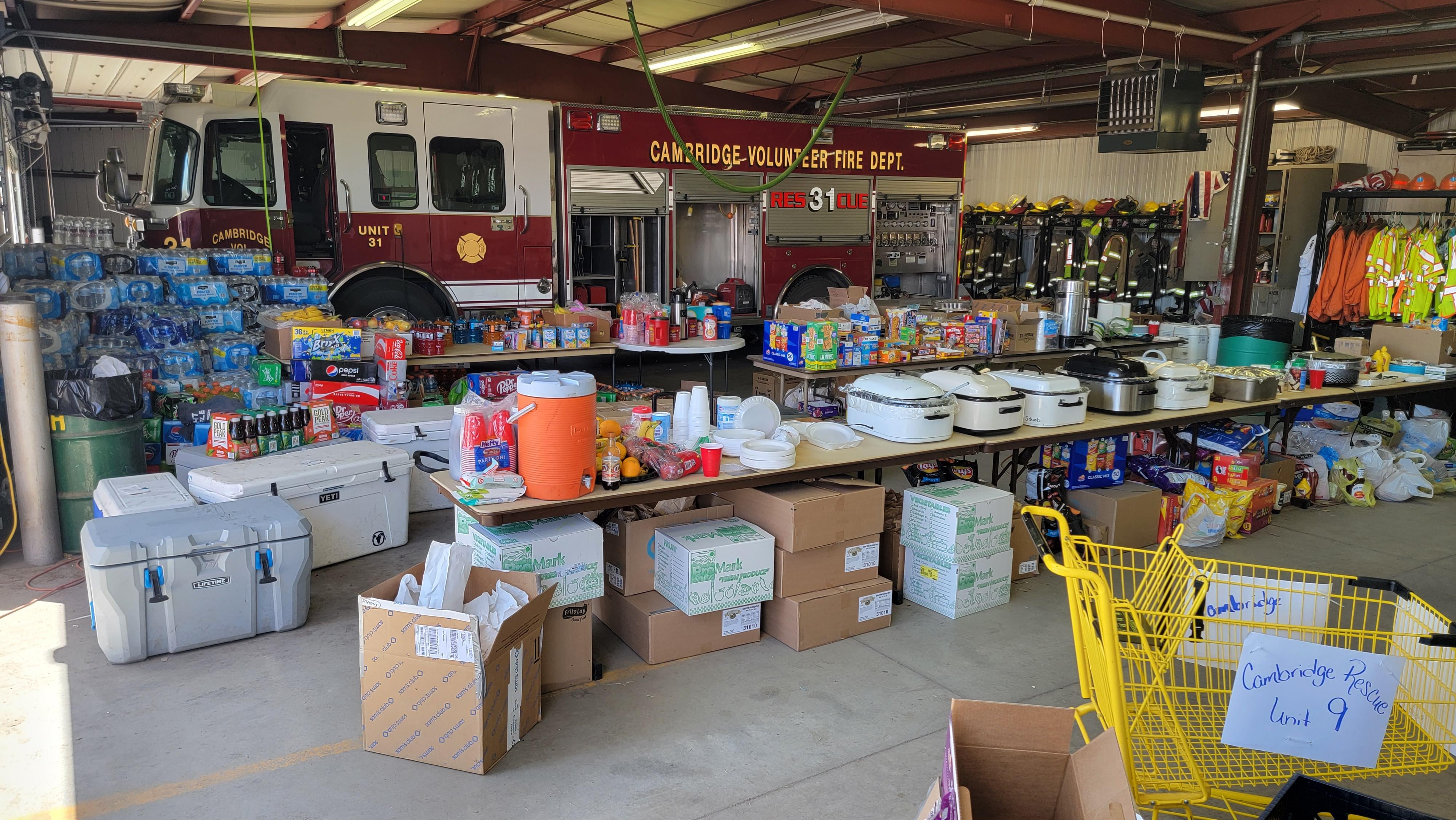 A very generous community effort is supporting the firefighters in the Cambridge area.