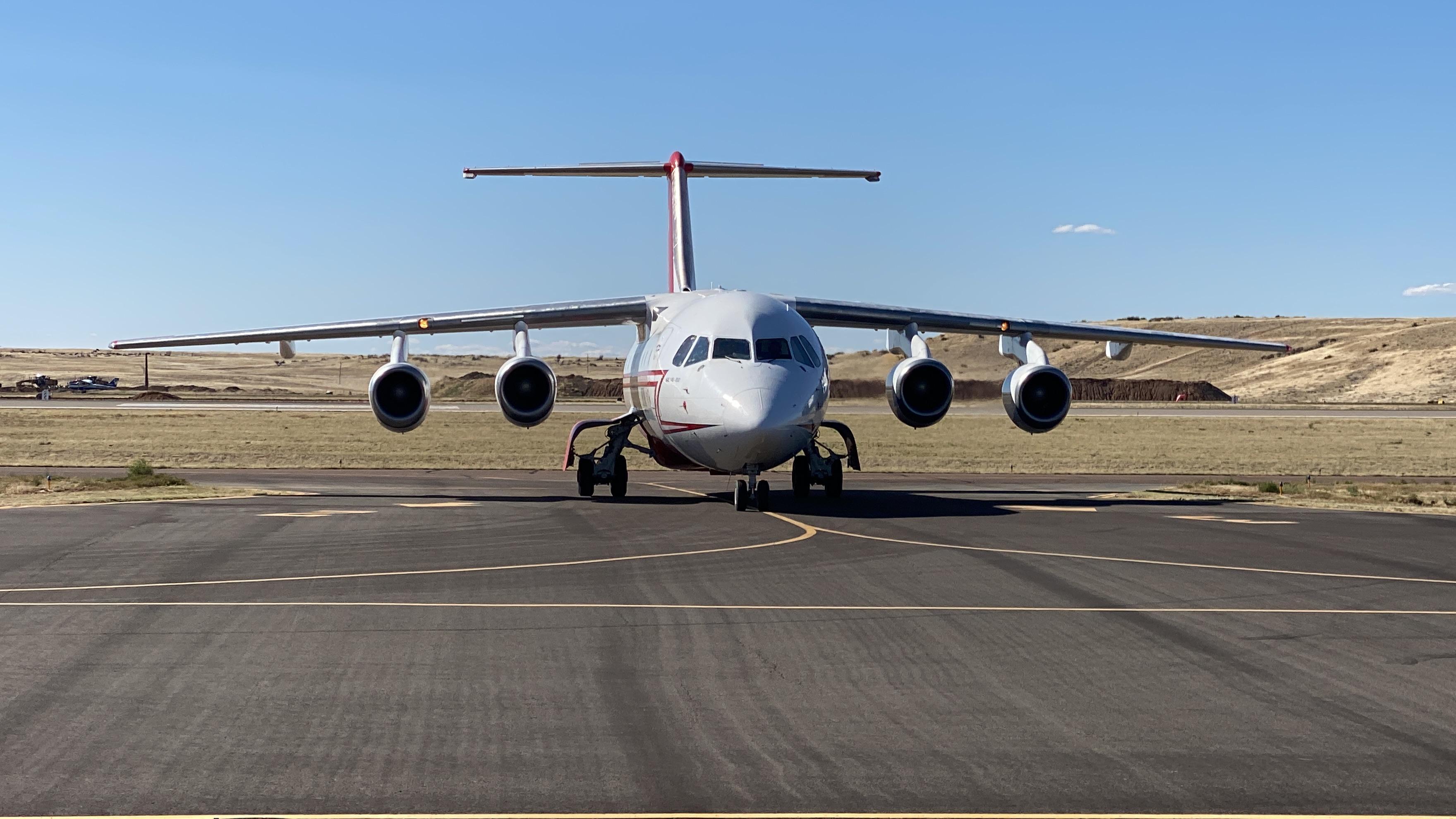 Air tanker used for dropping retardant parked at airport