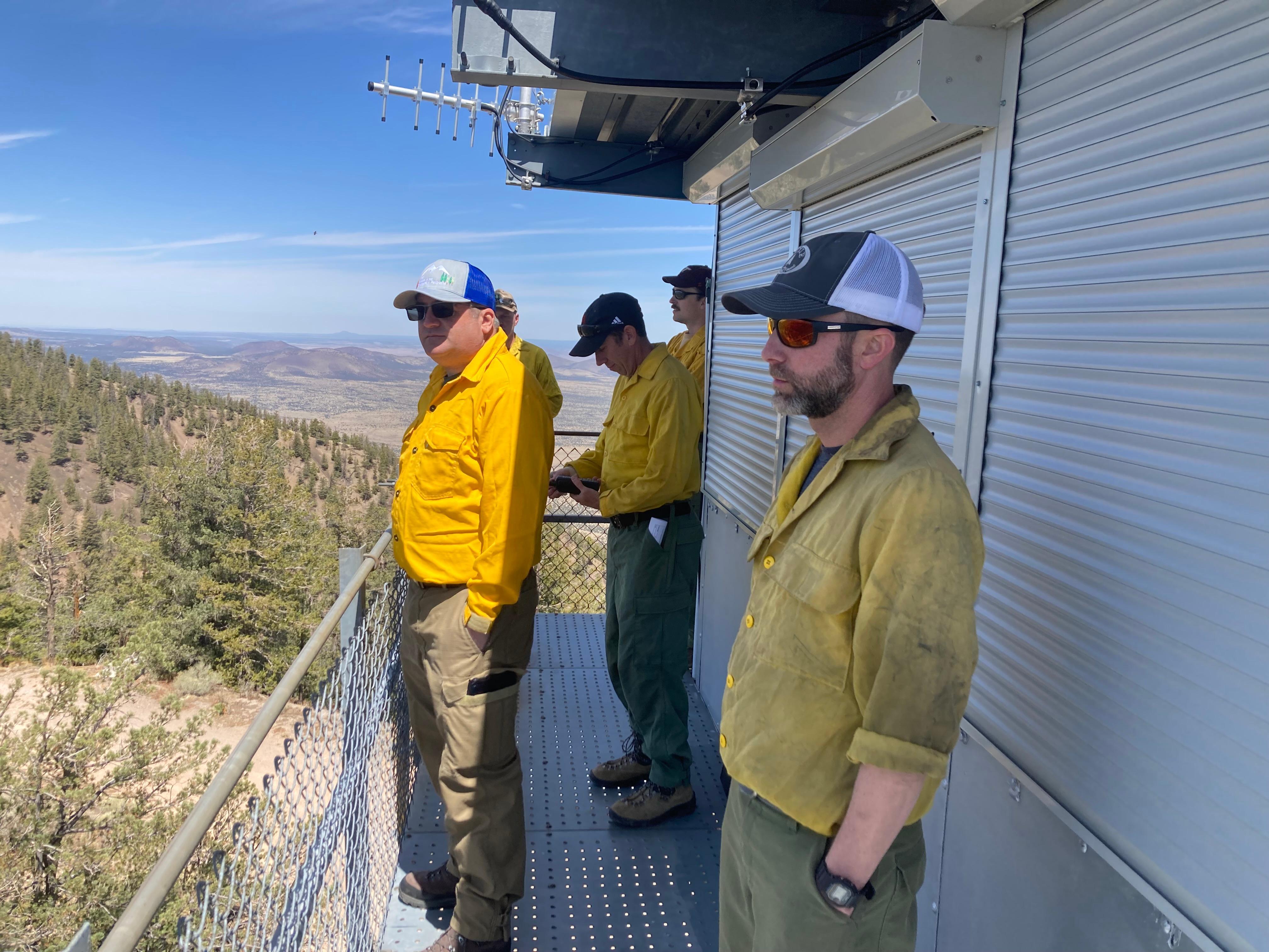 BAER Team members get overview of Tunnel Fire from O'Leary Lookout on April 30, 2022