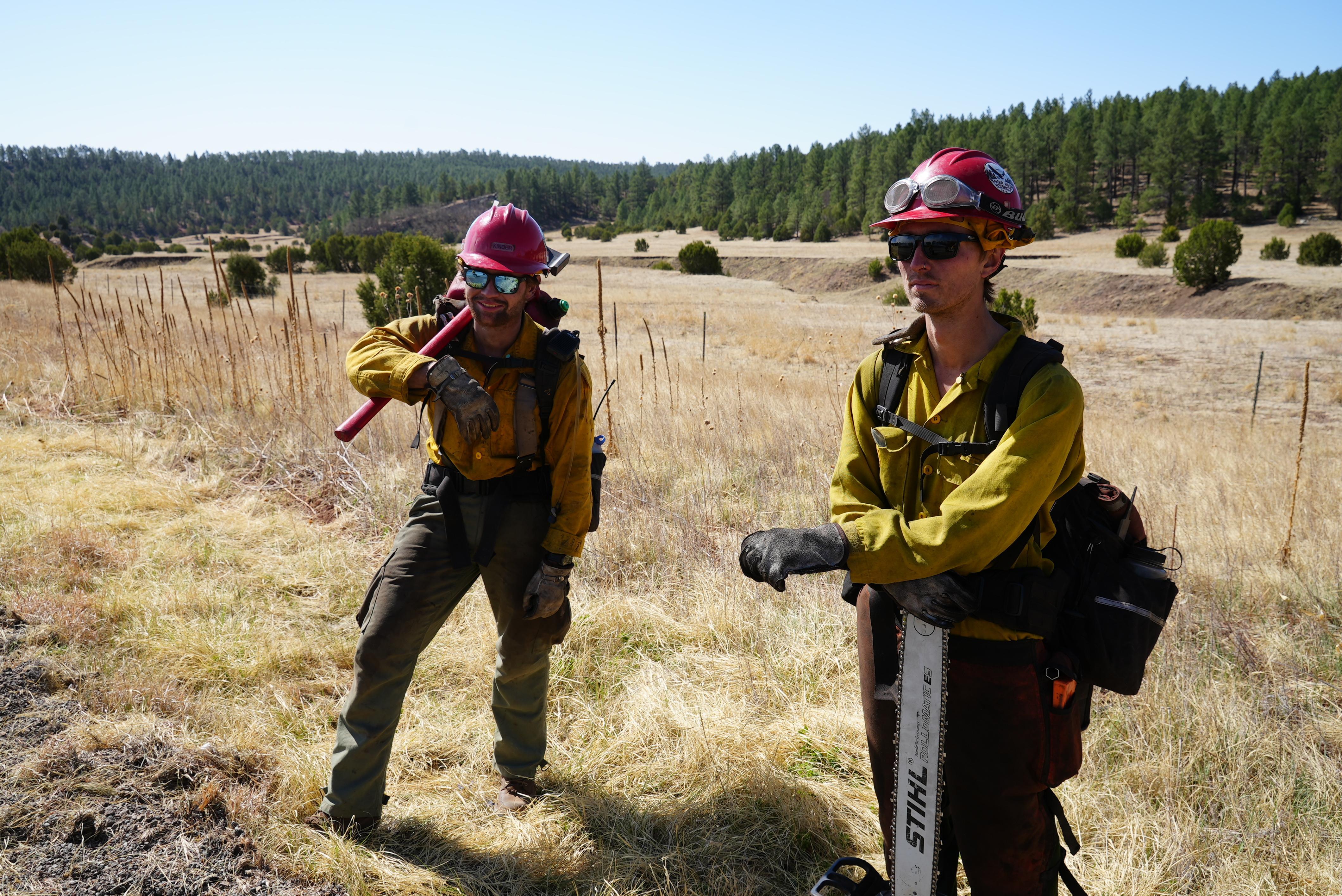 Members of the Baker River Hot Shots on the Hermits Peak and Calf Canyon Fires near Las Vegas New Mexico.