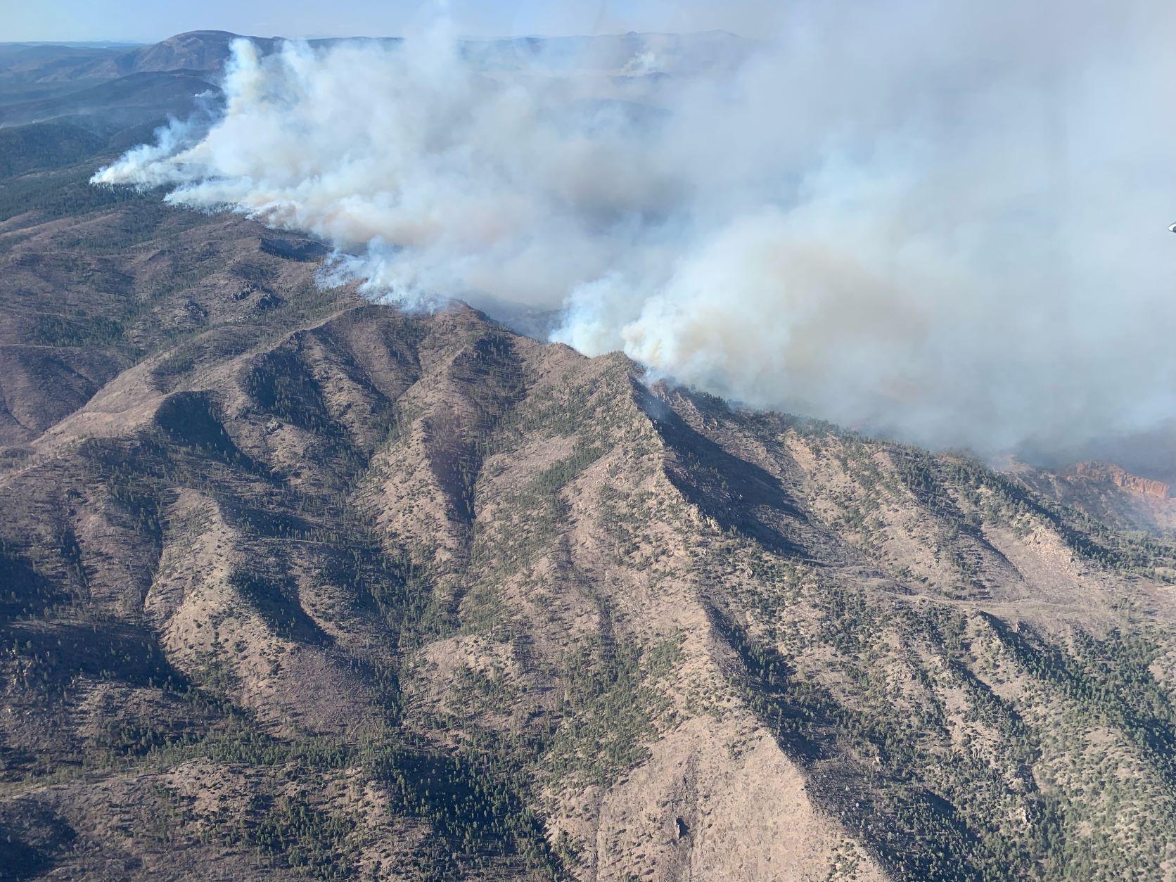 A view of fire on a ridge shot from the air-tactical plane.