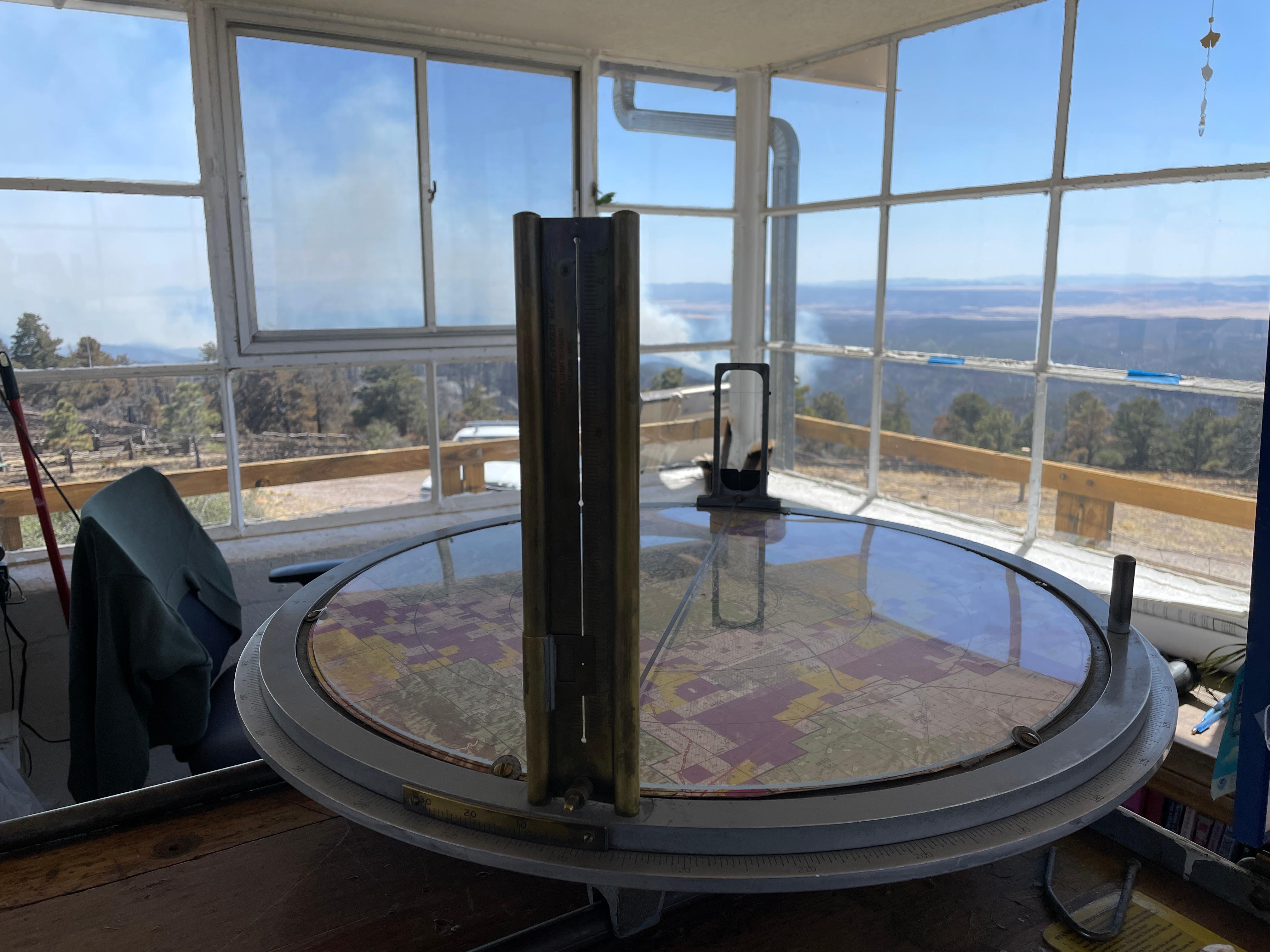 circular adelaide in fire tower with map for spotting fires
