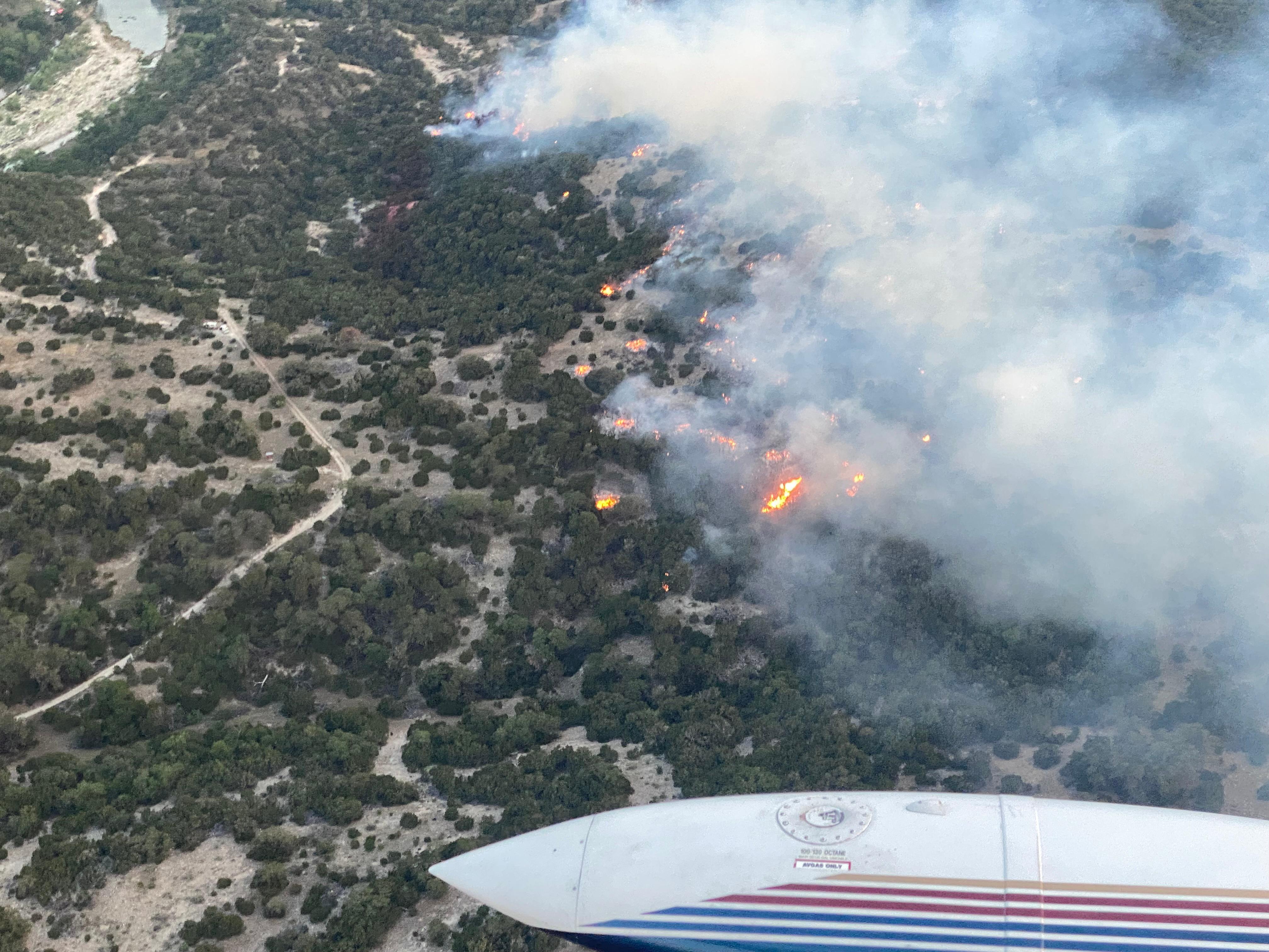View from Air Attack of the Johnson Fork Fire after it rekindled on May 16, 2022.