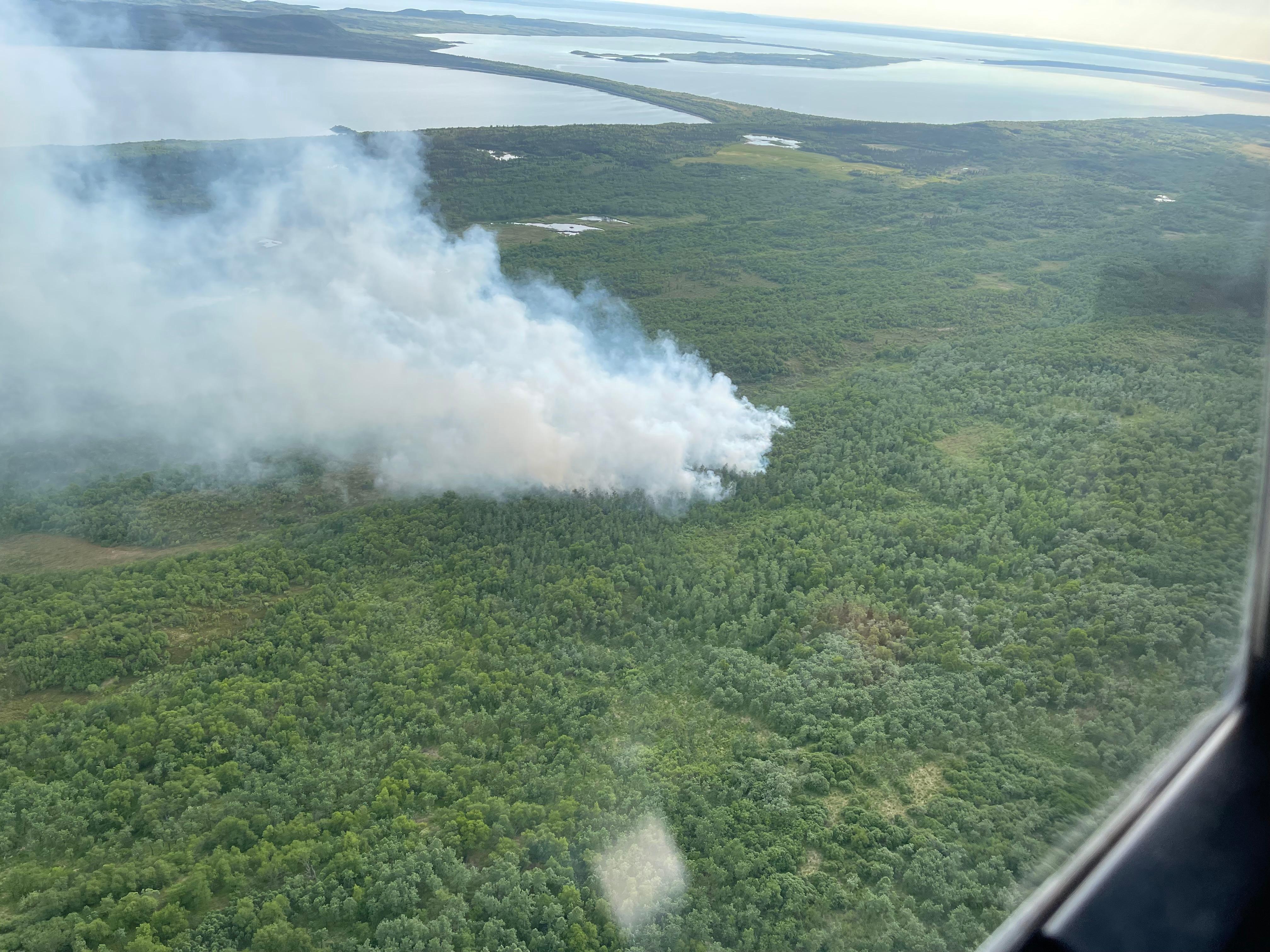 An aerial photo of the Idavain Fire which started June 6th and is measured at 5 acres.