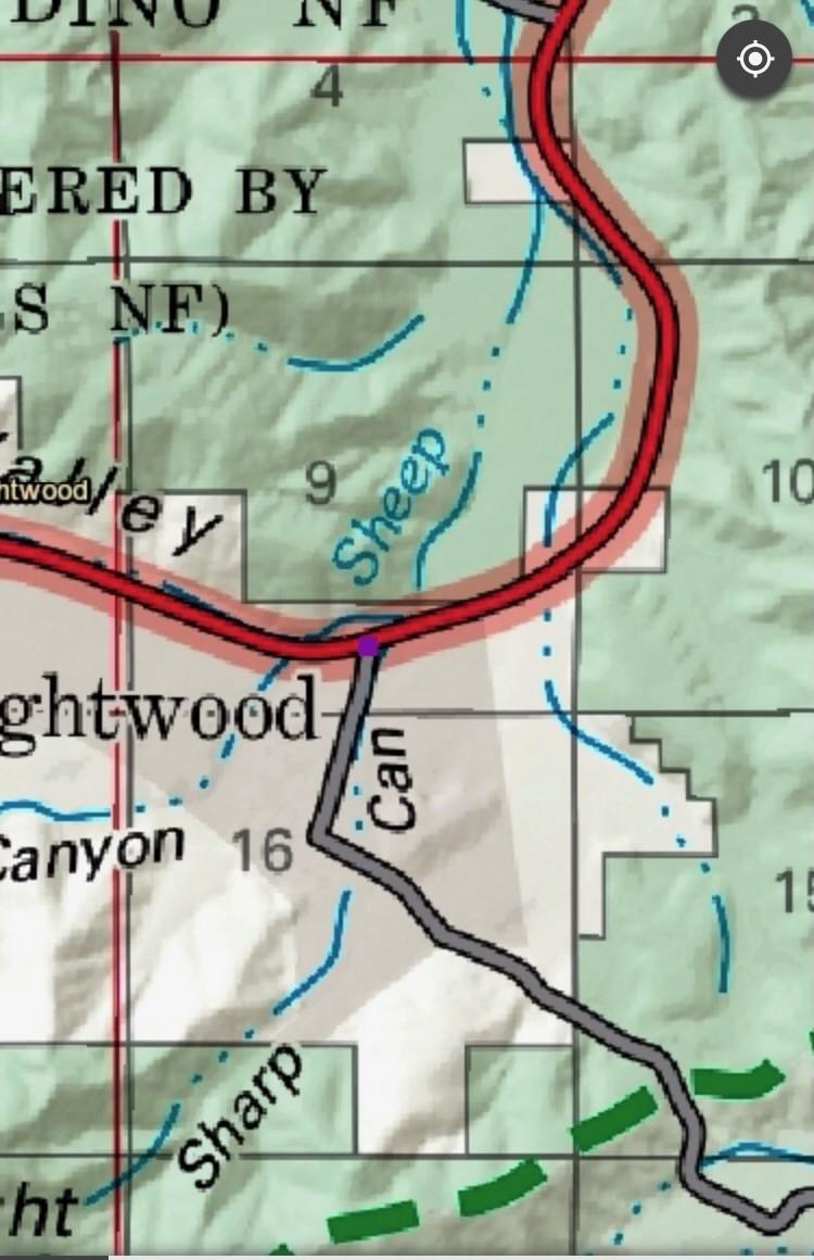 Map snip of Sheep Fire area