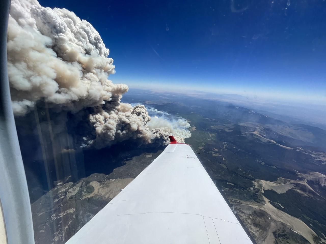 Aerial view of Interior burning on the Calf Canyon  6-14-22