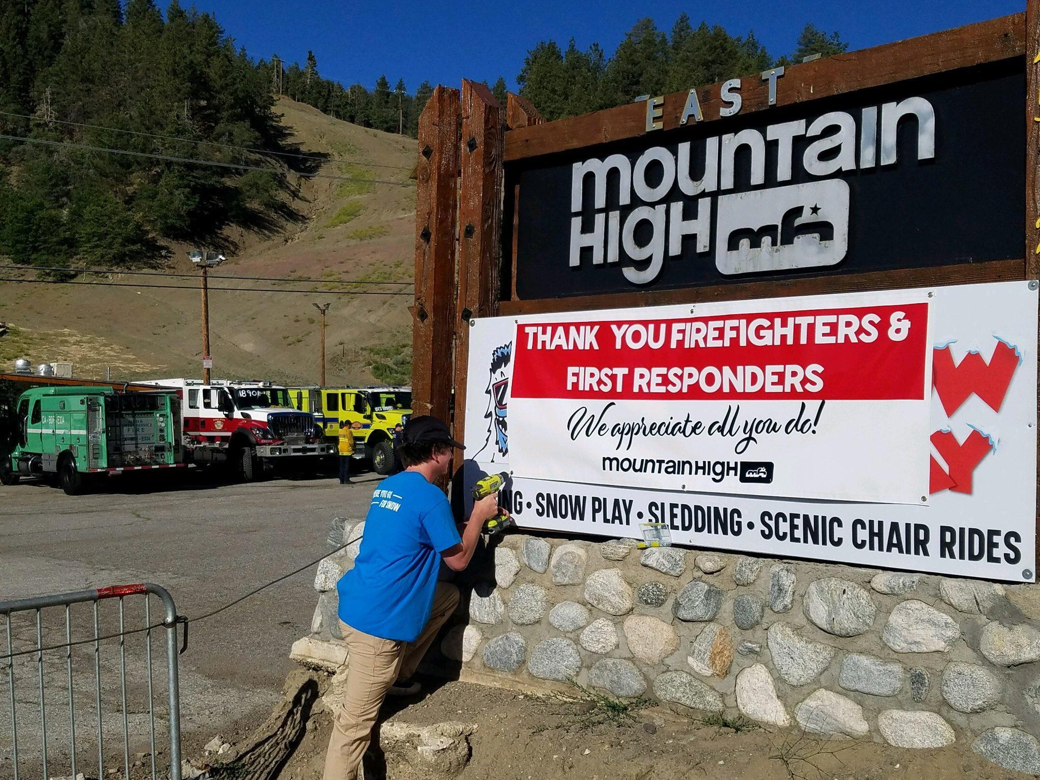 Appreciation for Firefighters. Courtesy of Mtn. High Resort
