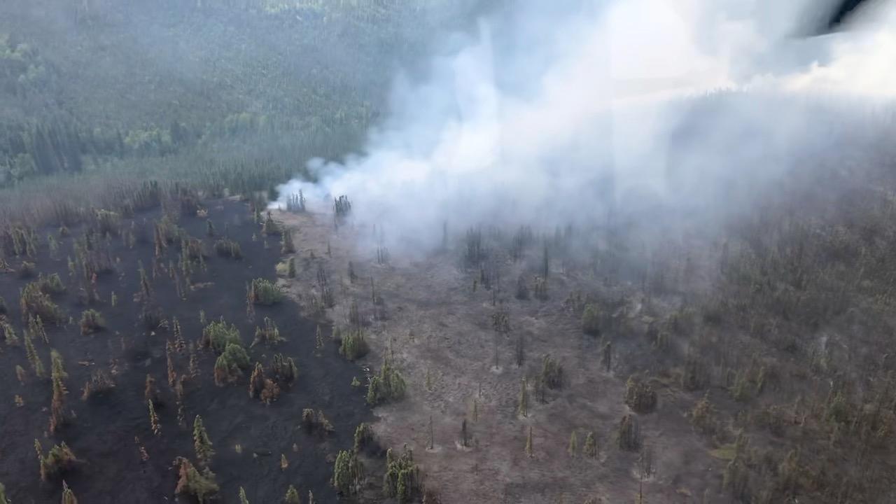 view of Burned area from helicopter on fire 206. june 19th Credit AK IMT