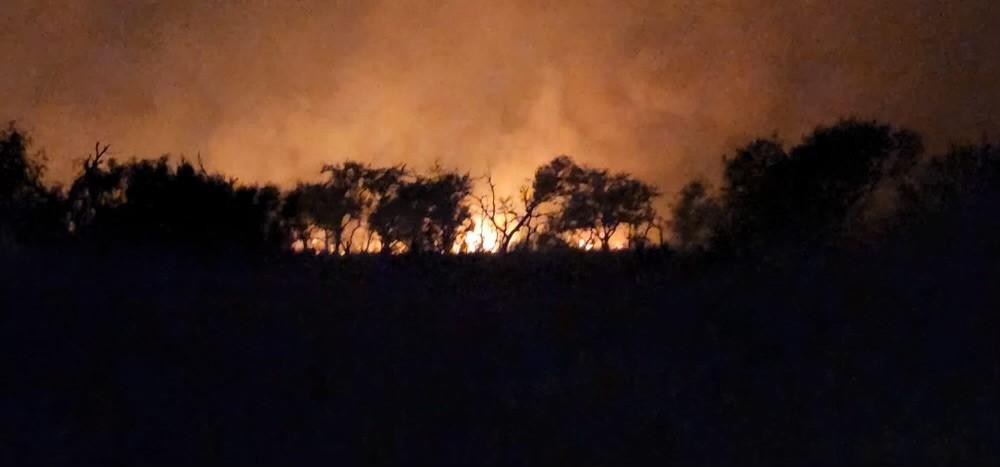Night View of the Blanket Fire in Brooks County, Tx - July 10, 2022