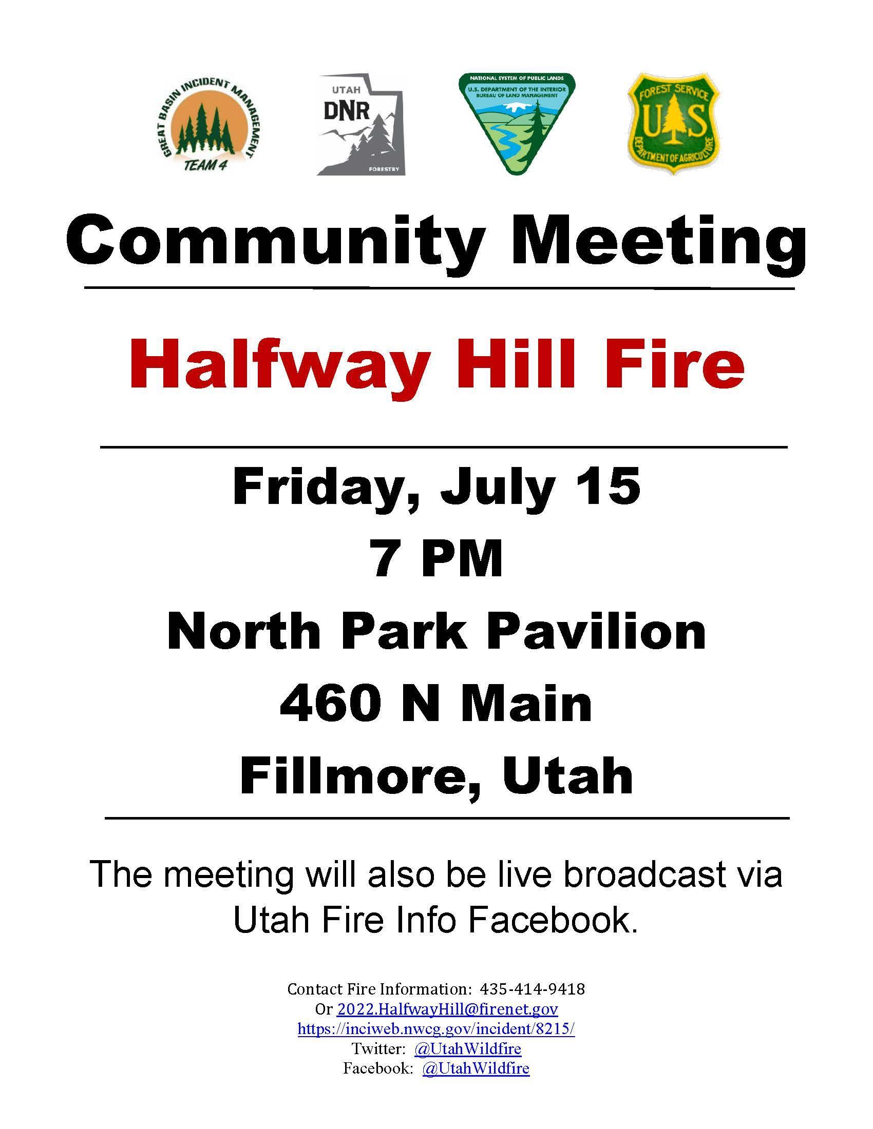 Community Meeting 7/15 7 PM, North Park Pavilion, Fillmore, broadcast via Facebook LIve